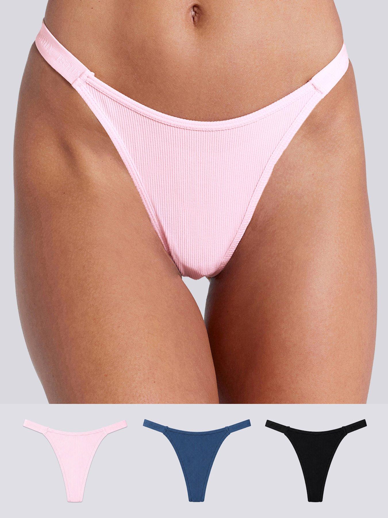 Image 1 of 6 of Boux Avenue High Leg Thong 3Pack - Black