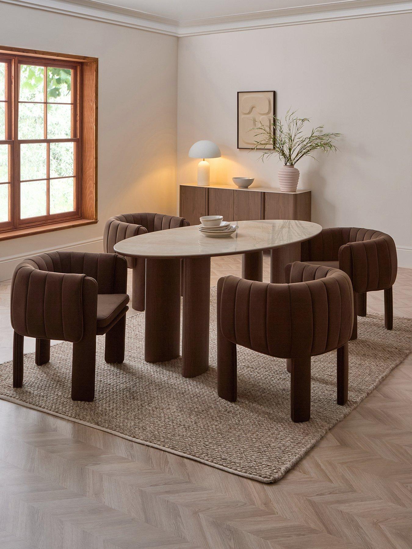 Image 1 of 7 of The Very Collection Ines 180cm Dining Table &amp; 4 Chocolate Mila Dining Chairs - FSC&reg; Certified