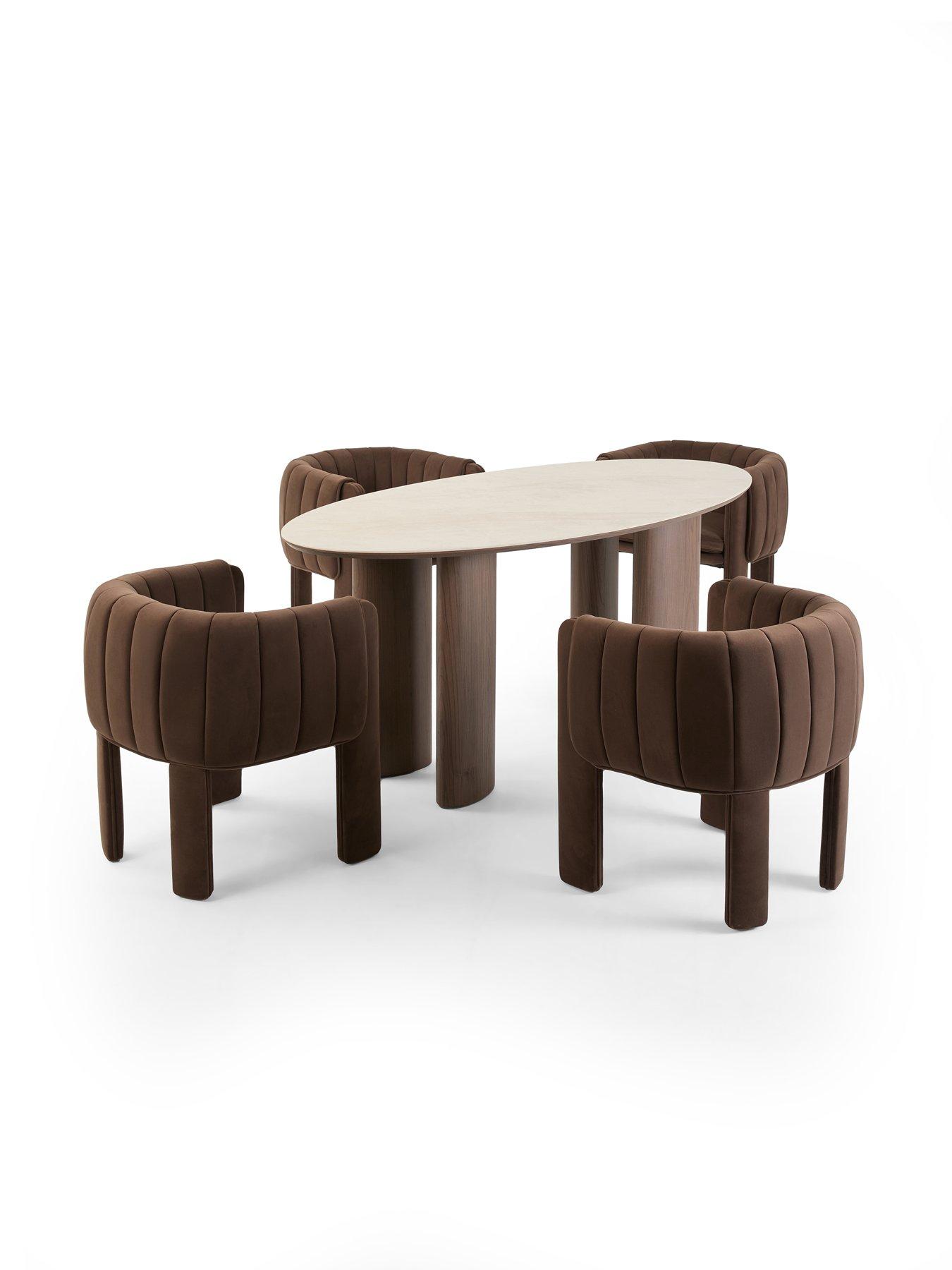 Image 3 of 7 of The Very Collection Ines 180cm Dining Table &amp; 4 Chocolate Mila Dining Chairs - FSC&reg; Certified