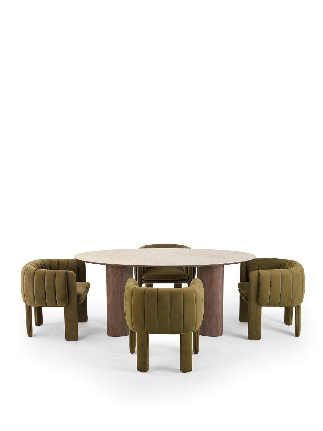 Image 2 of 7 of The Very Collection Ines 180cm Dining Table &amp; 4 Olive Green Mila Dining Chairs - FSC&reg; Certified