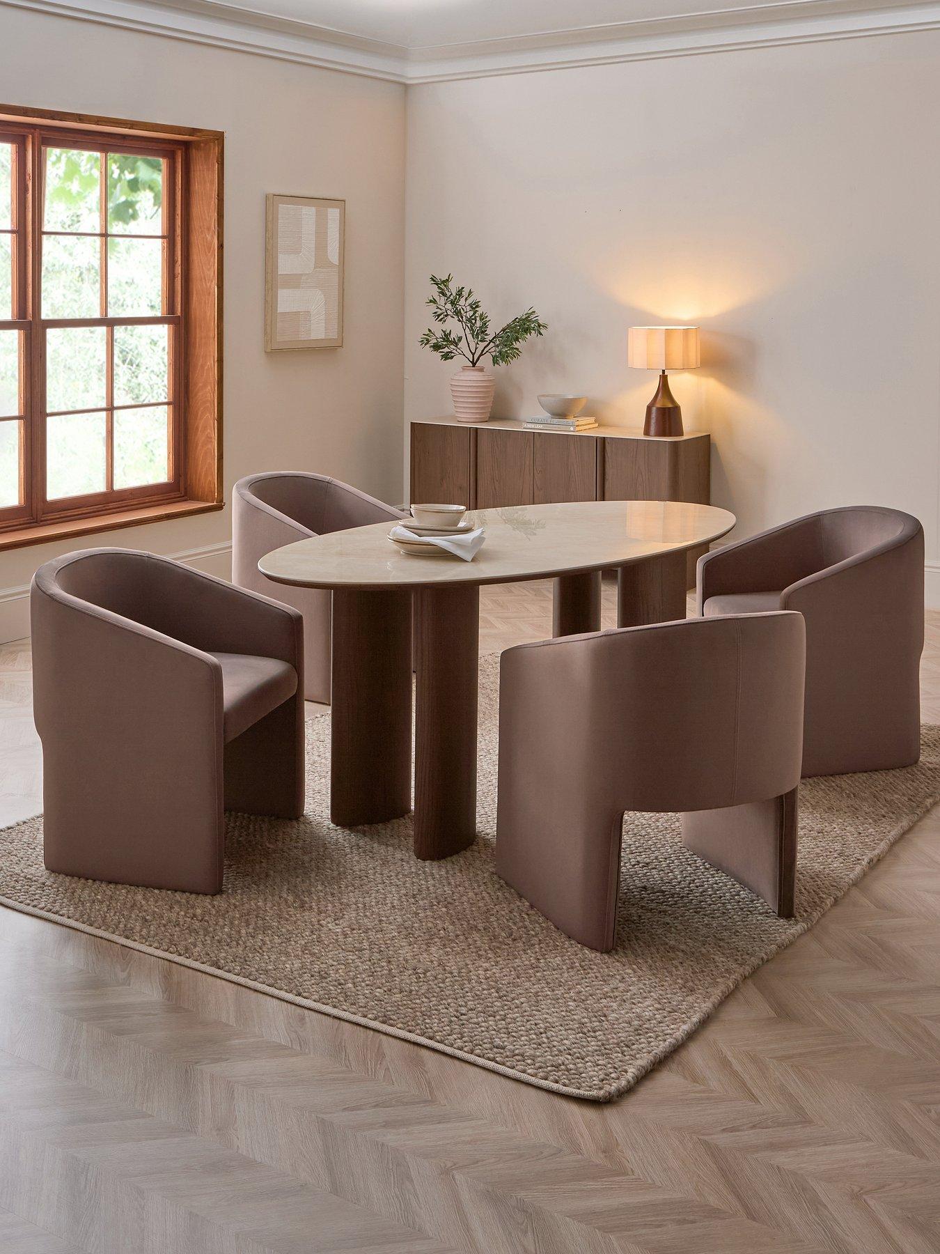 Image 1 of 7 of The Very Collection Ines 180cm Dining Table &amp; 4 Taupe Mira Dining Chairs - FSC&reg; Certified