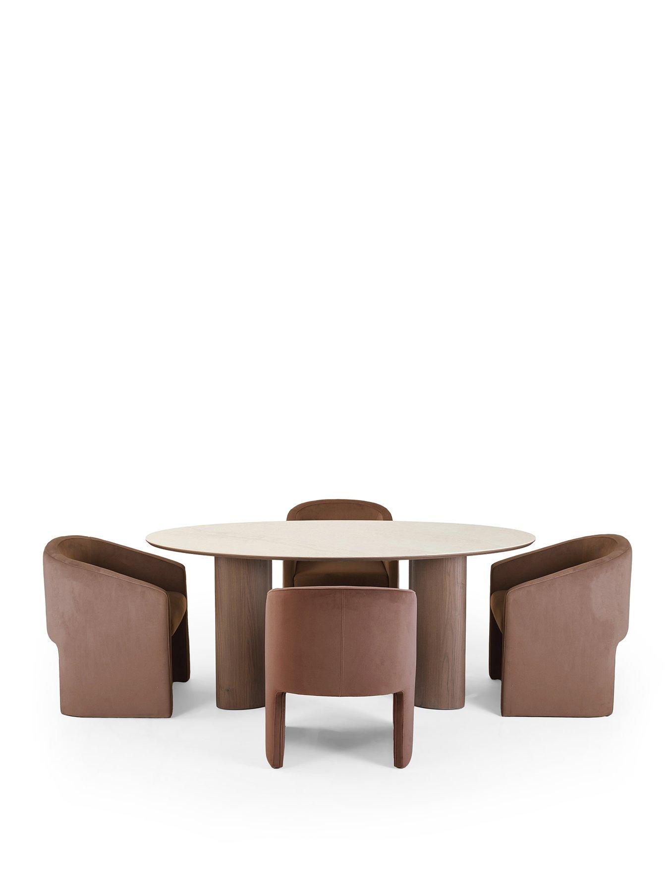 Image 2 of 7 of The Very Collection Ines 180cm Dining Table &amp; 4 Taupe Mira Dining Chairs - FSC&reg; Certified