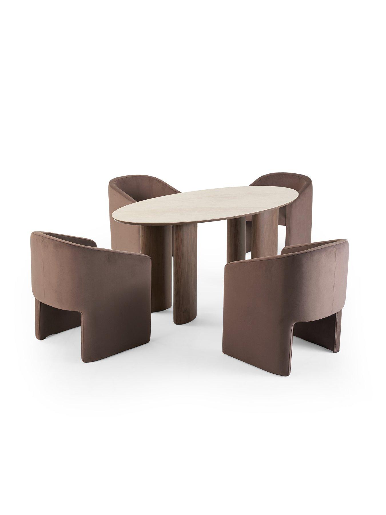 Image 3 of 7 of The Very Collection Ines 180cm Dining Table &amp; 4 Taupe Mira Dining Chairs - FSC&reg; Certified