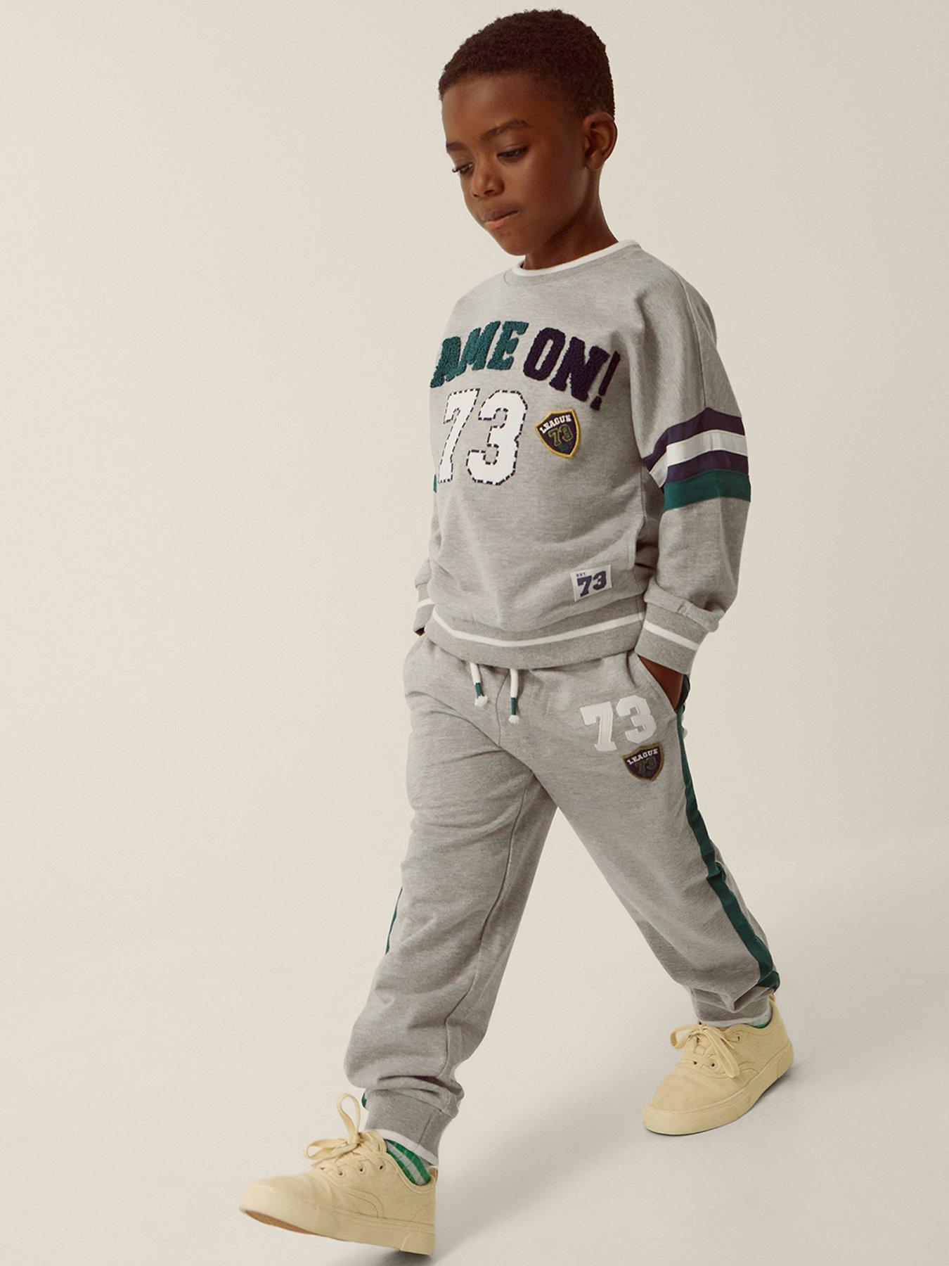 Image 1 of 4 of Monsoon Boys' Games Graphic Sweatshirt and Joggers Set - Grey