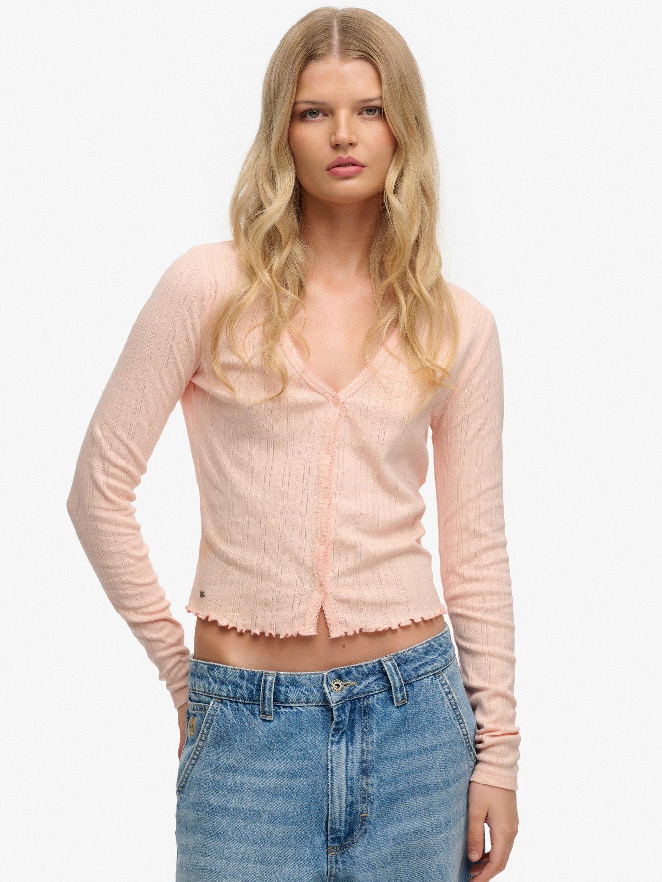 Superdry Athletic Essential Pointelle Cardigan - Pink
