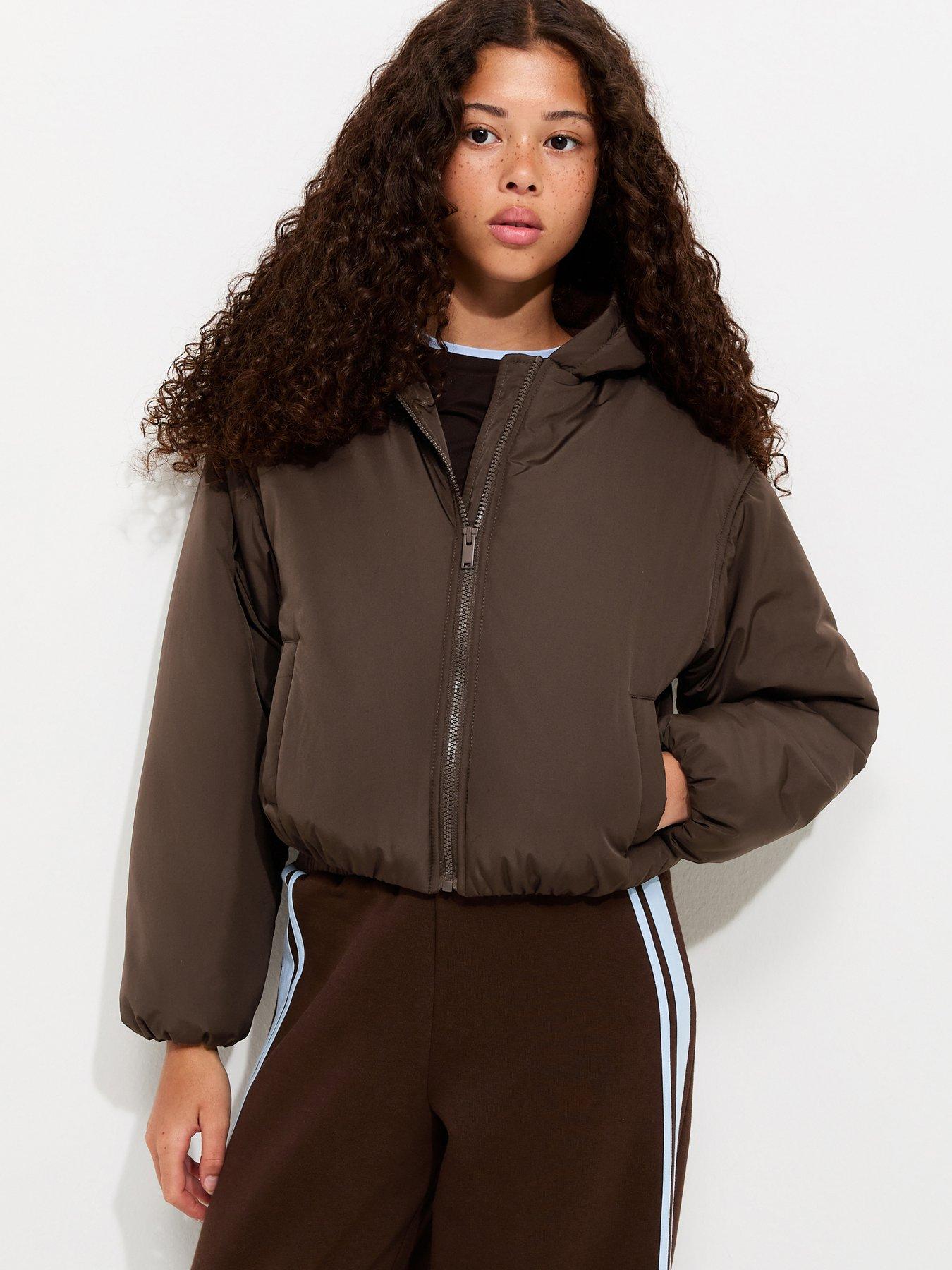 New Look 915 Dark Brown Short Padded Bomber