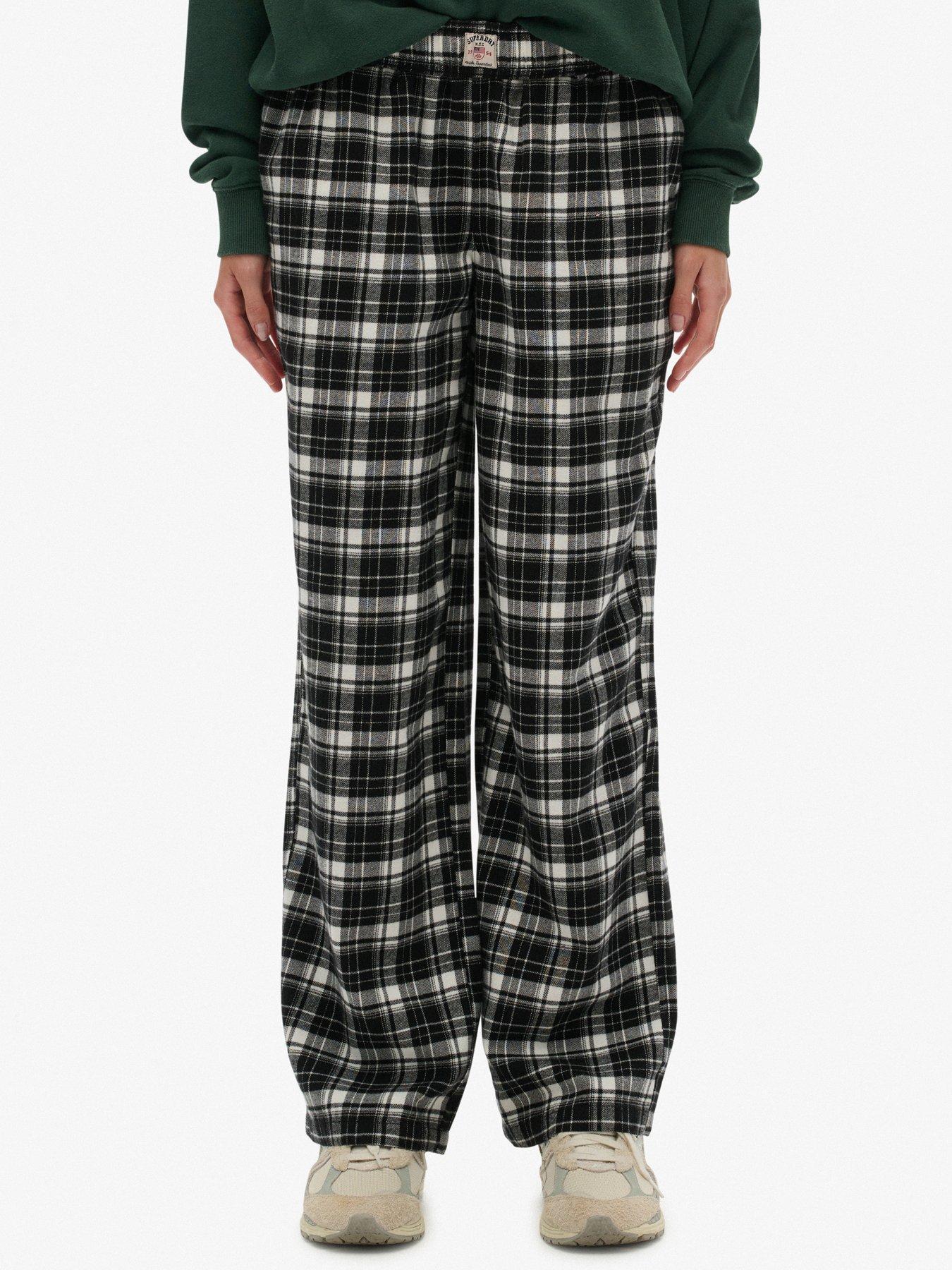 Superdry Cotton Check Elastic Trousers - Black