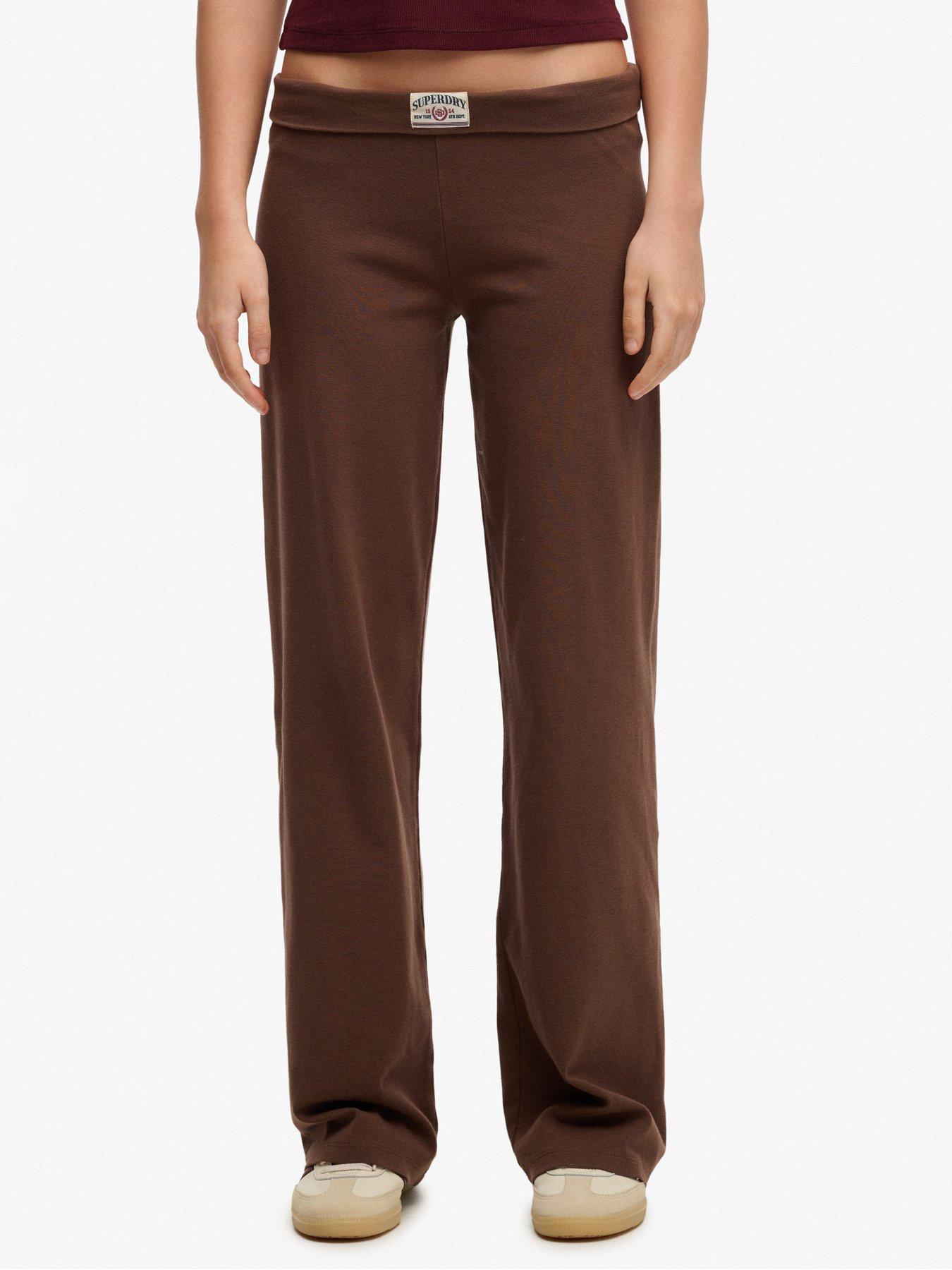 Superdry Athletic Essentials Fold Over Joggers - Brown
