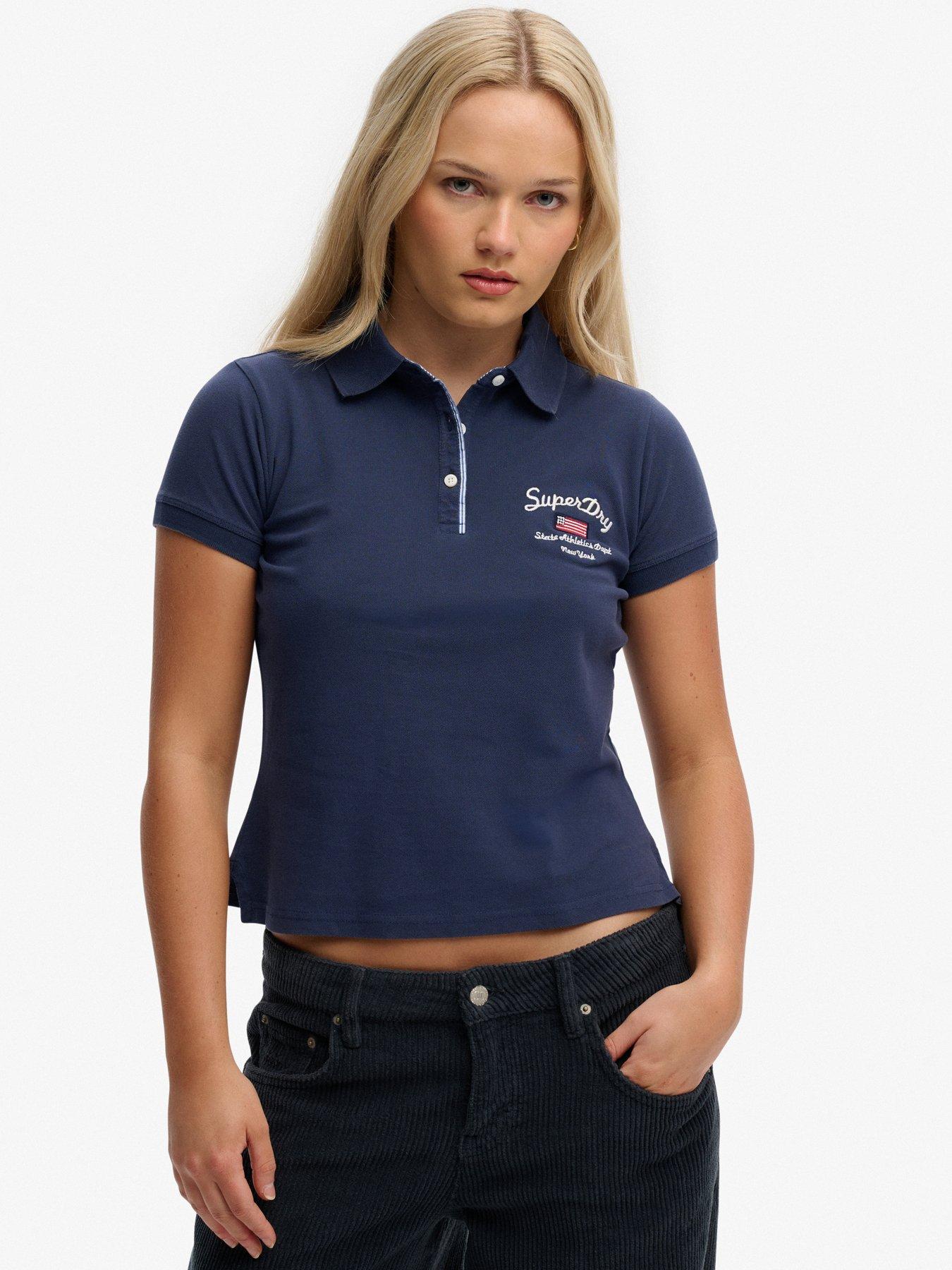Superdry Athletic Essentials Graphic Polo Top - Navy