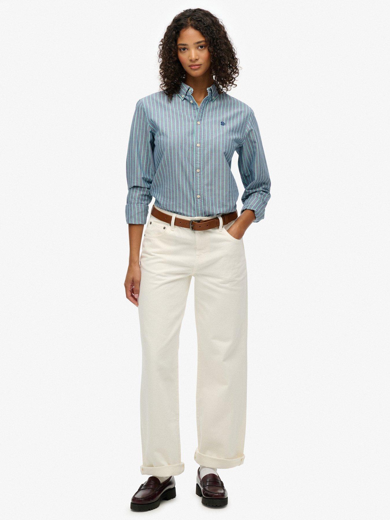 Image 3 of 6 of Superdry Slim Oxford Button Down Long Sleeve Shirt &nbsp;- Blue