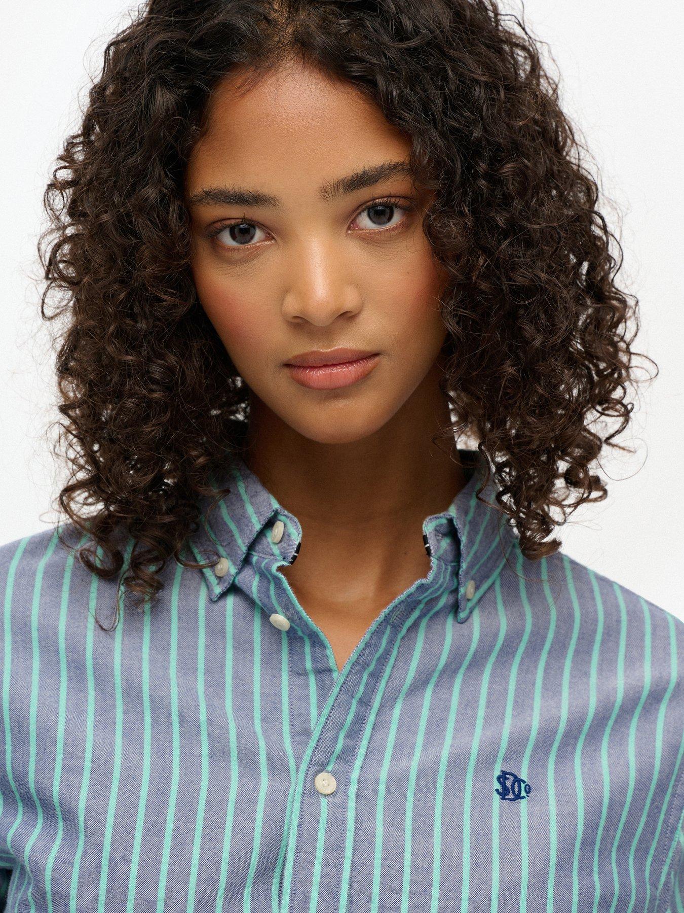 Image 4 of 6 of Superdry Slim Oxford Button Down Long Sleeve Shirt &nbsp;- Blue