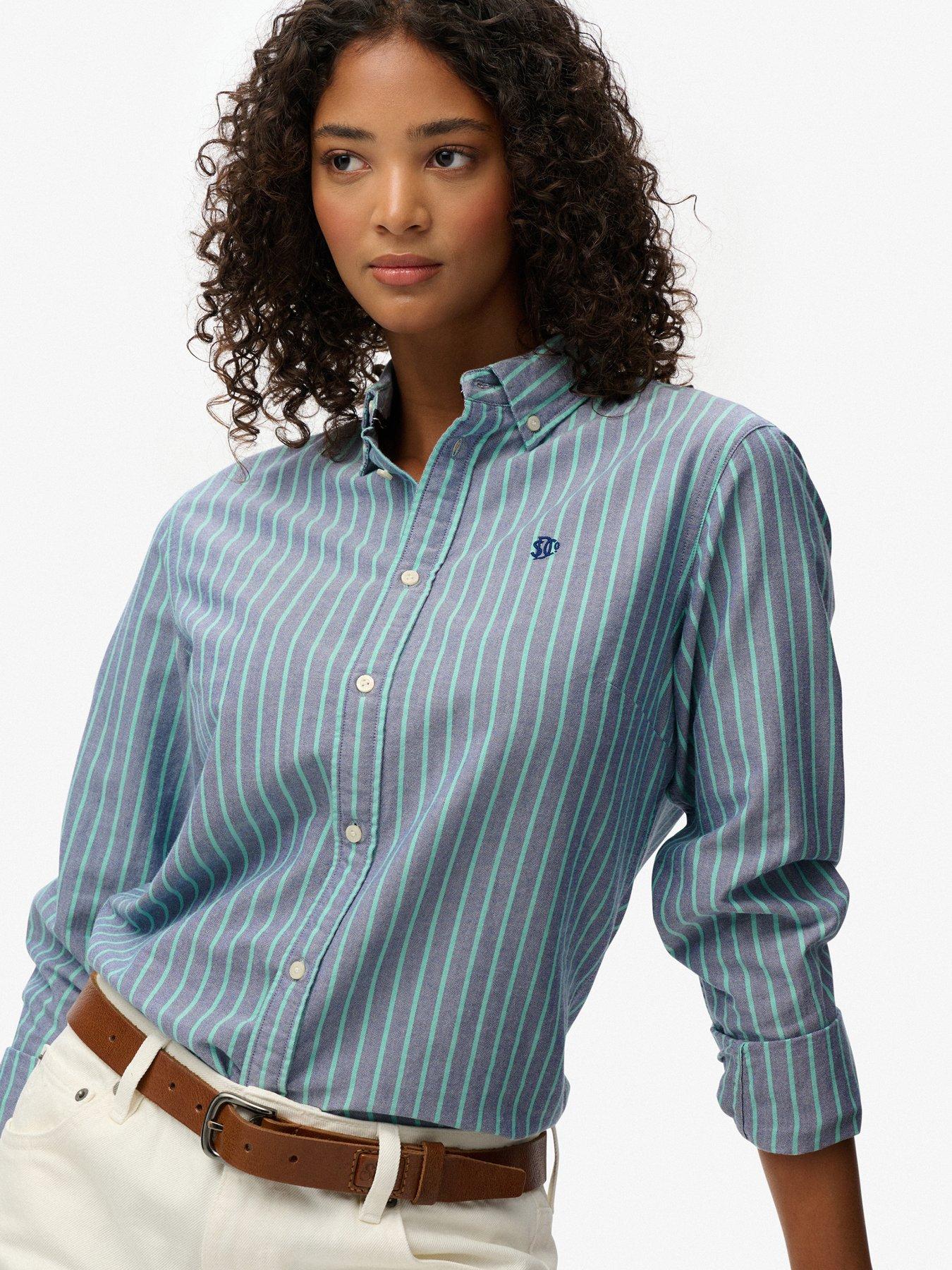Image 5 of 6 of Superdry Slim Oxford Button Down Long Sleeve Shirt &nbsp;- Blue