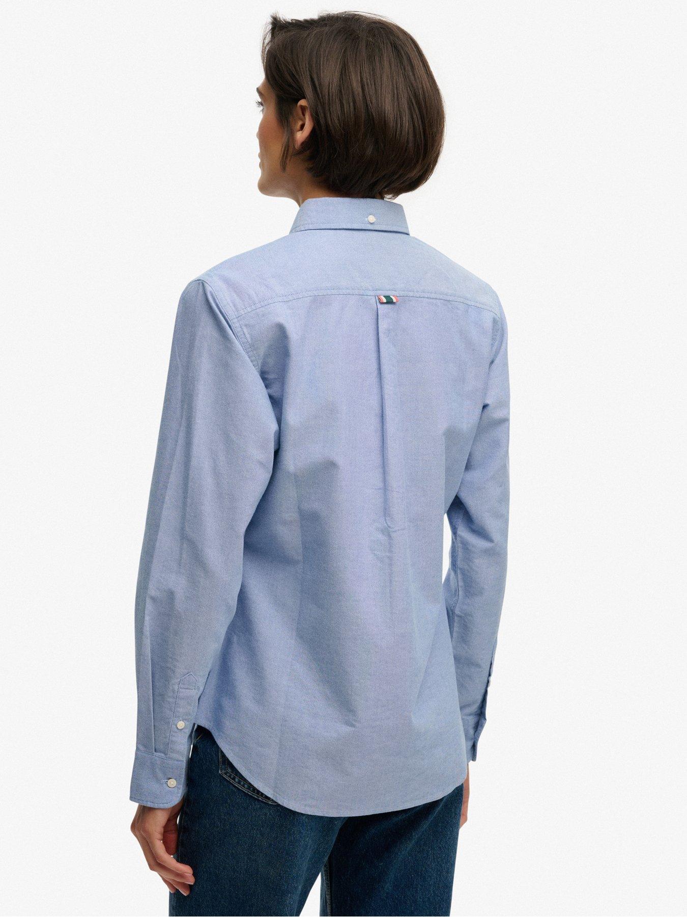 Image 2 of 6 of Superdry Slim Oxford Button Down Long Sleeve Shirt - Blue
