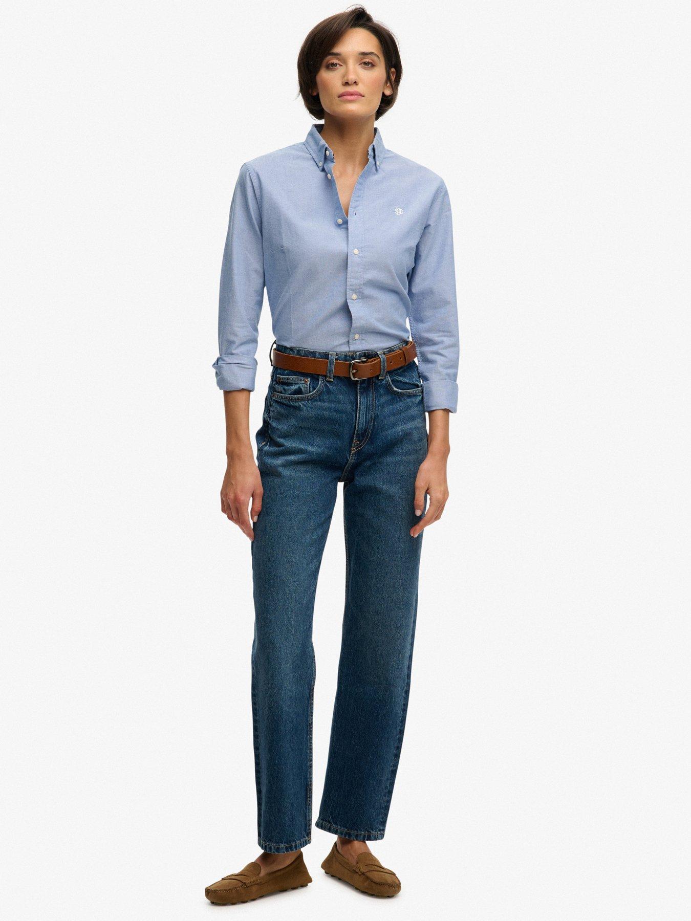 Image 3 of 6 of Superdry Slim Oxford Button Down Long Sleeve Shirt - Blue