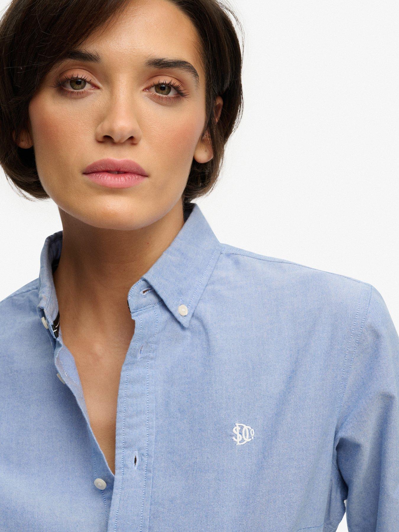 Image 4 of 6 of Superdry Slim Oxford Button Down Long Sleeve Shirt - Blue