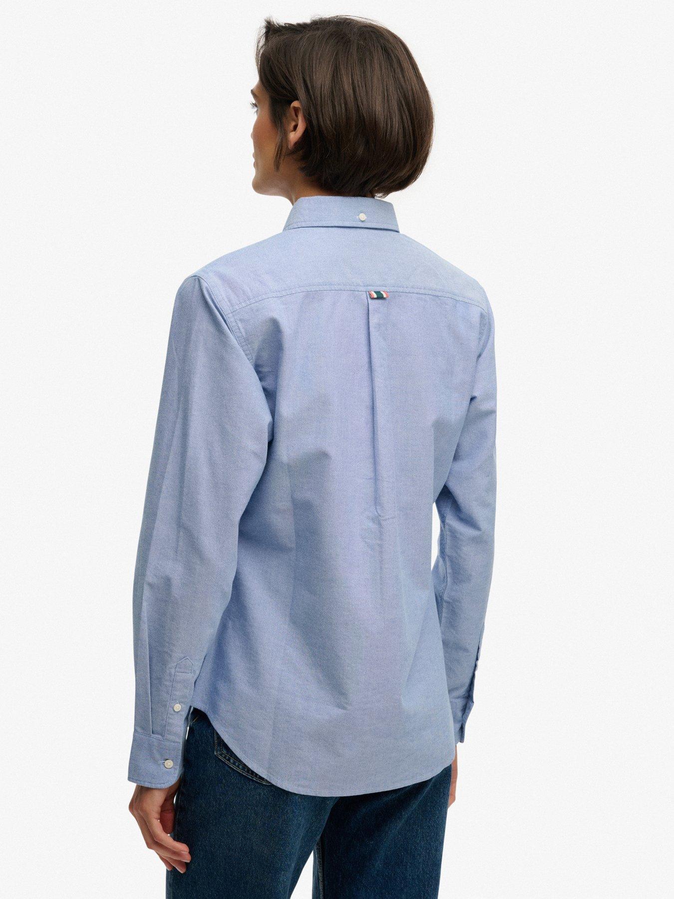 Image 6 of 6 of Superdry Slim Oxford Button Down Long Sleeve Shirt - Blue
