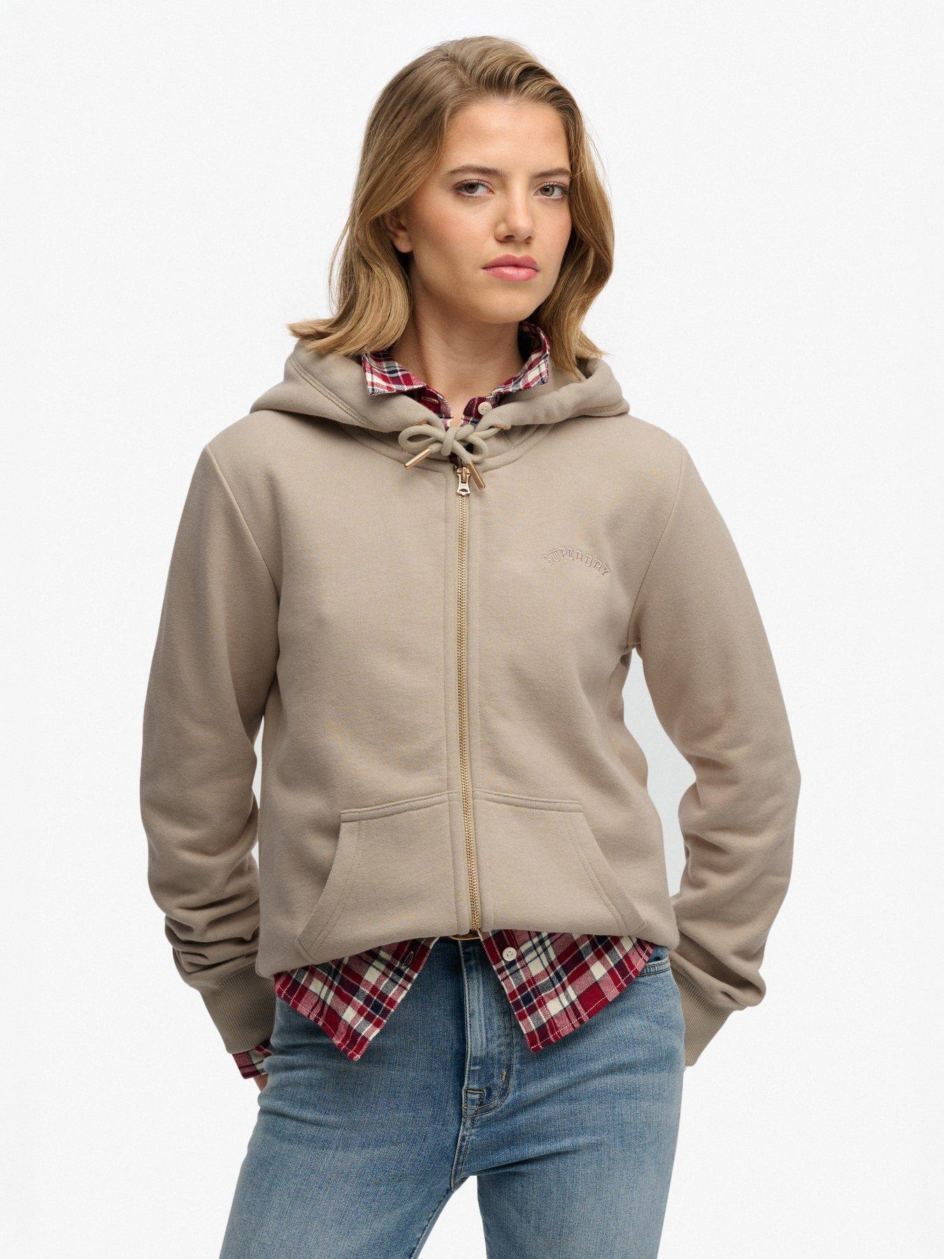 Superdry Essential Logo Zip Half Brushed Hoodie - Grey
