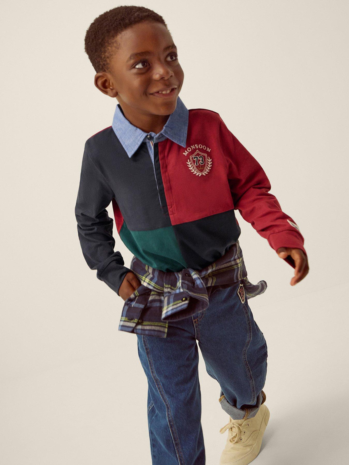 Image 1 of 4 of Monsoon Colourblock Rugby Polo Shirt - Multi