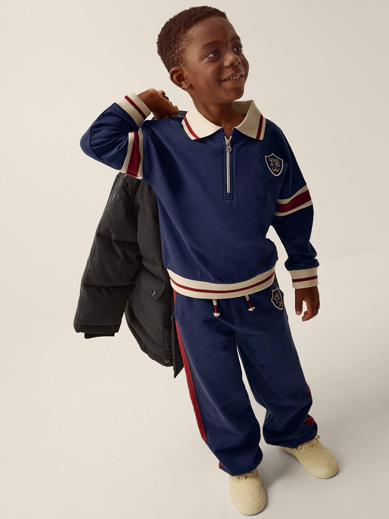Image 1 of 4 of Monsoon Boys Half Zip Sweat Set - Navy