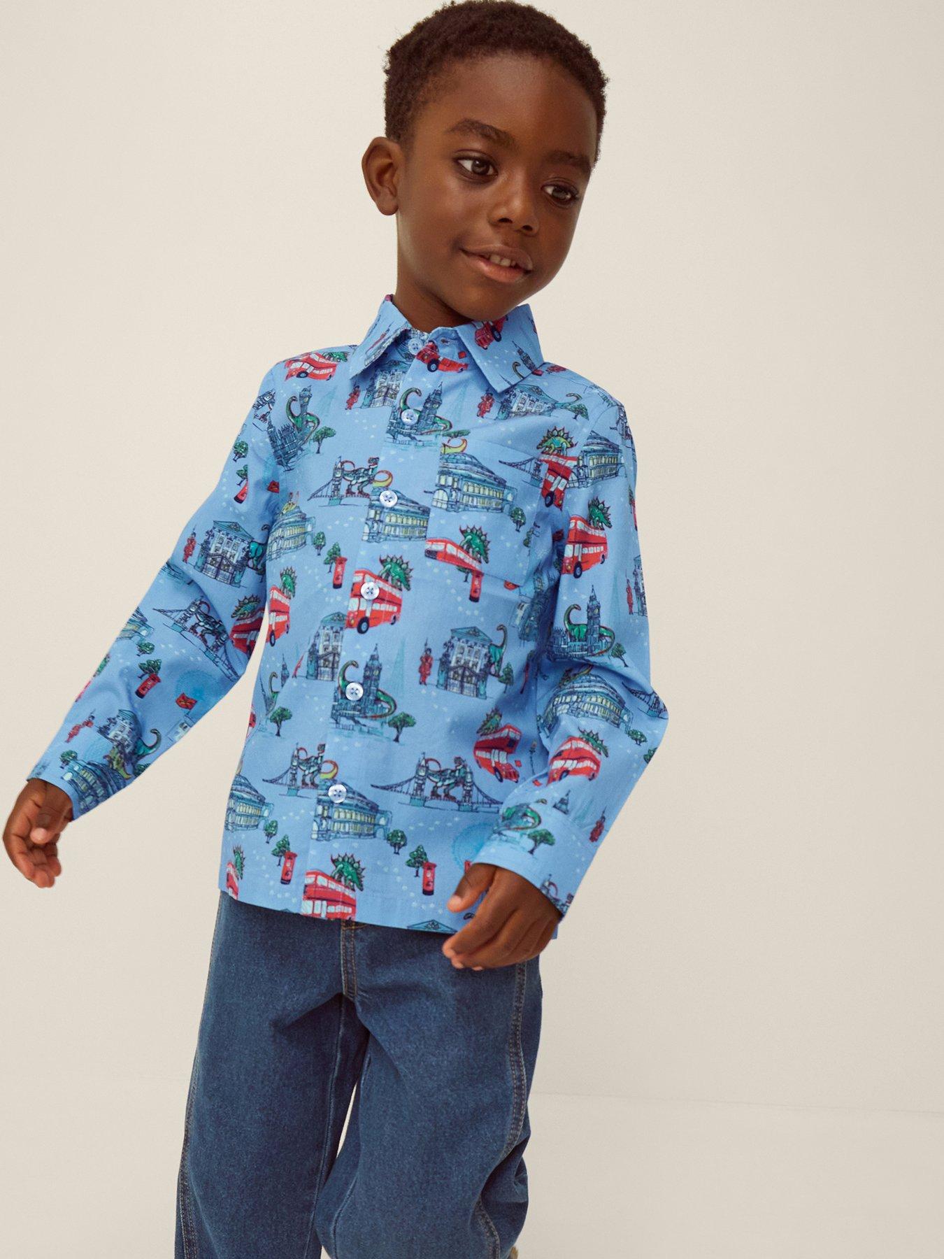 Monsoon Boys London Print Shirt - Blue