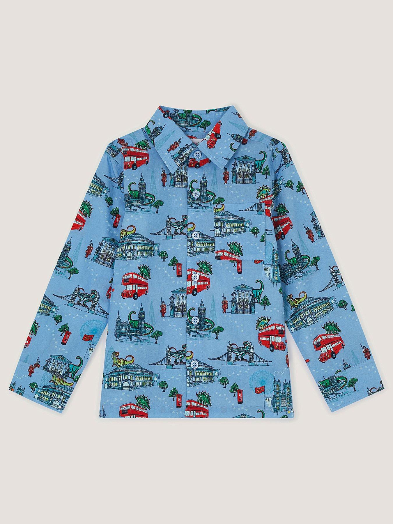 Monsoon Boys London Print Shirt - Blue