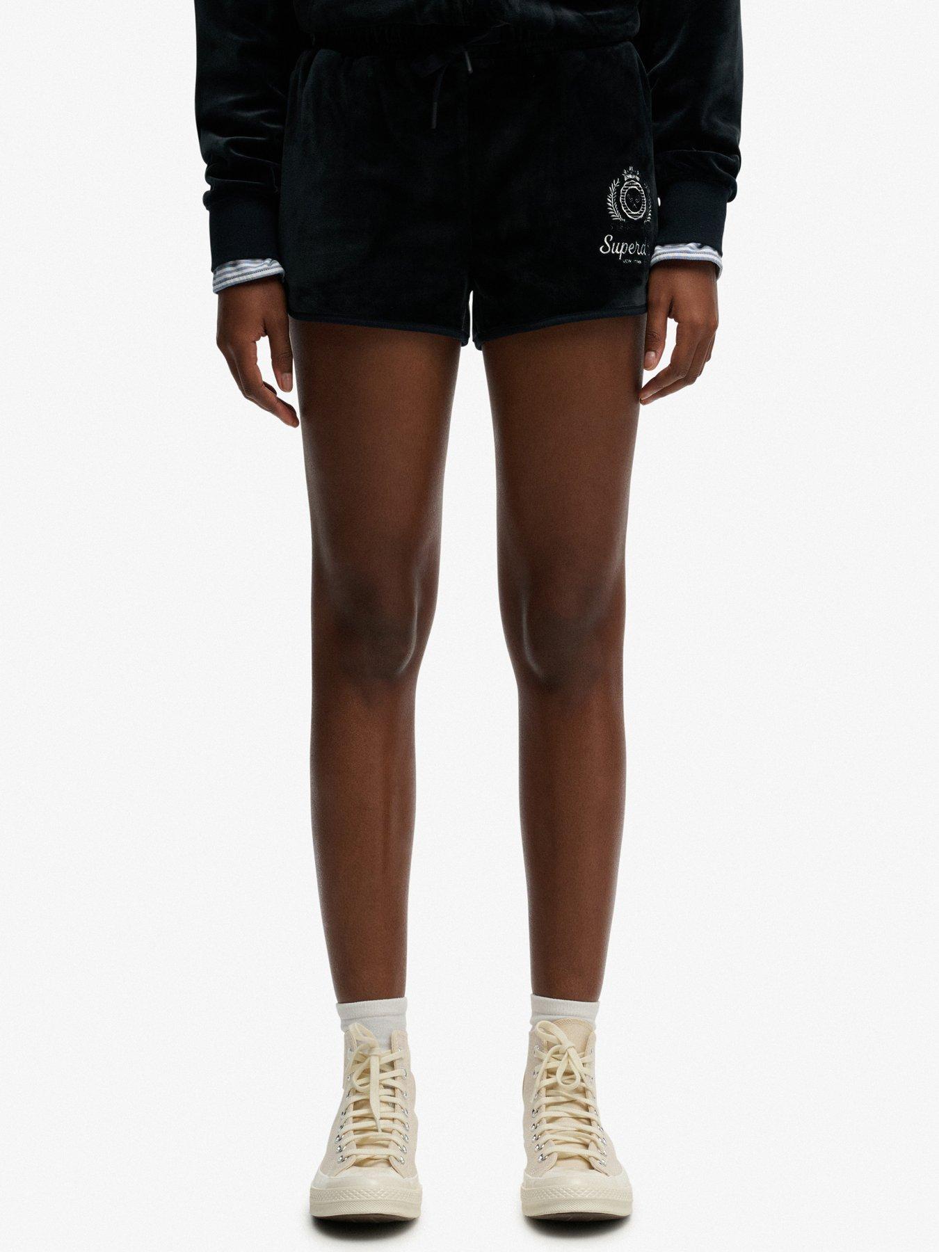 Image 1 of 6 of Superdry Country Club Velour Shorts - Navy