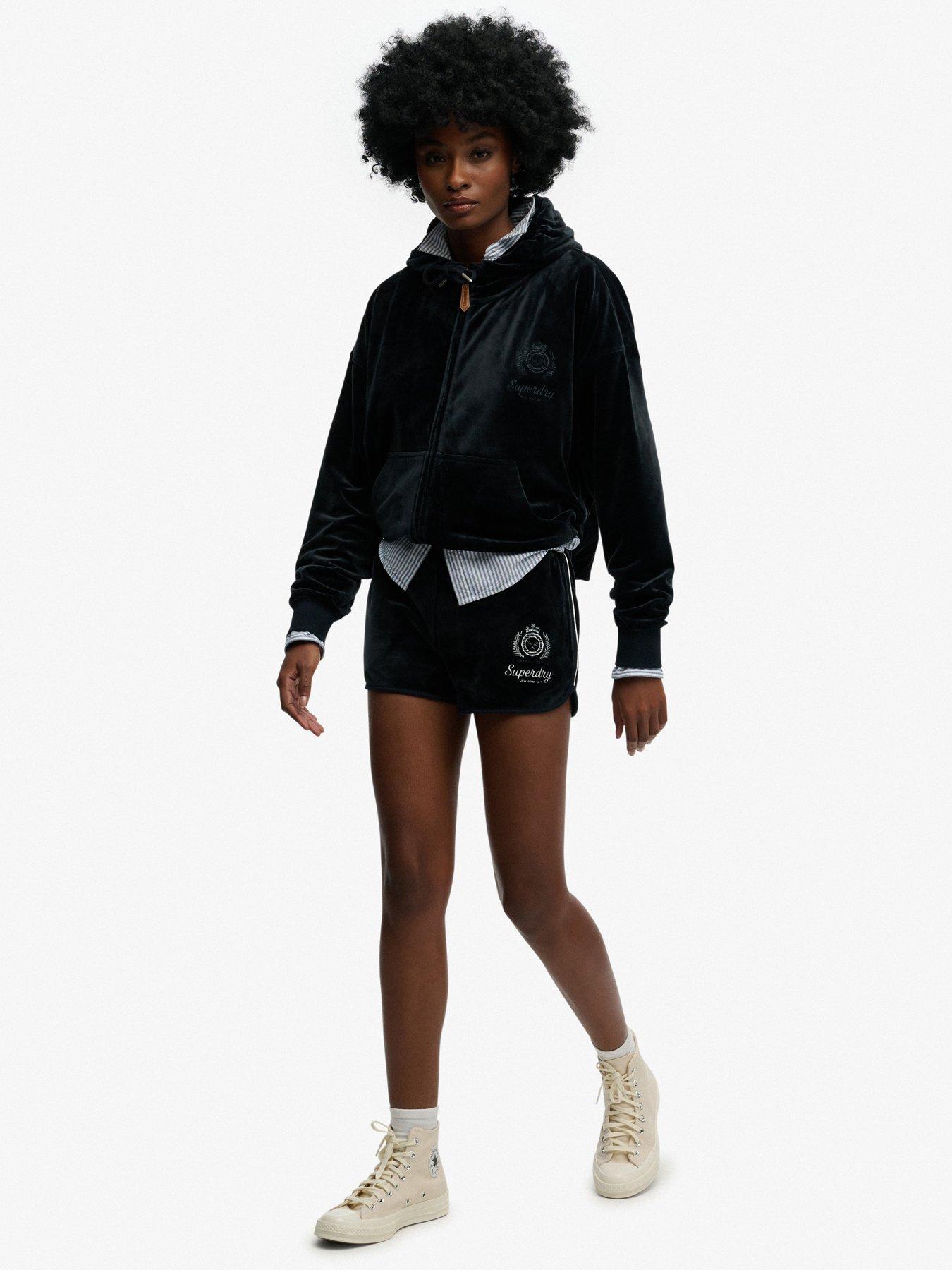 Image 3 of 6 of Superdry Country Club Velour Shorts - Navy