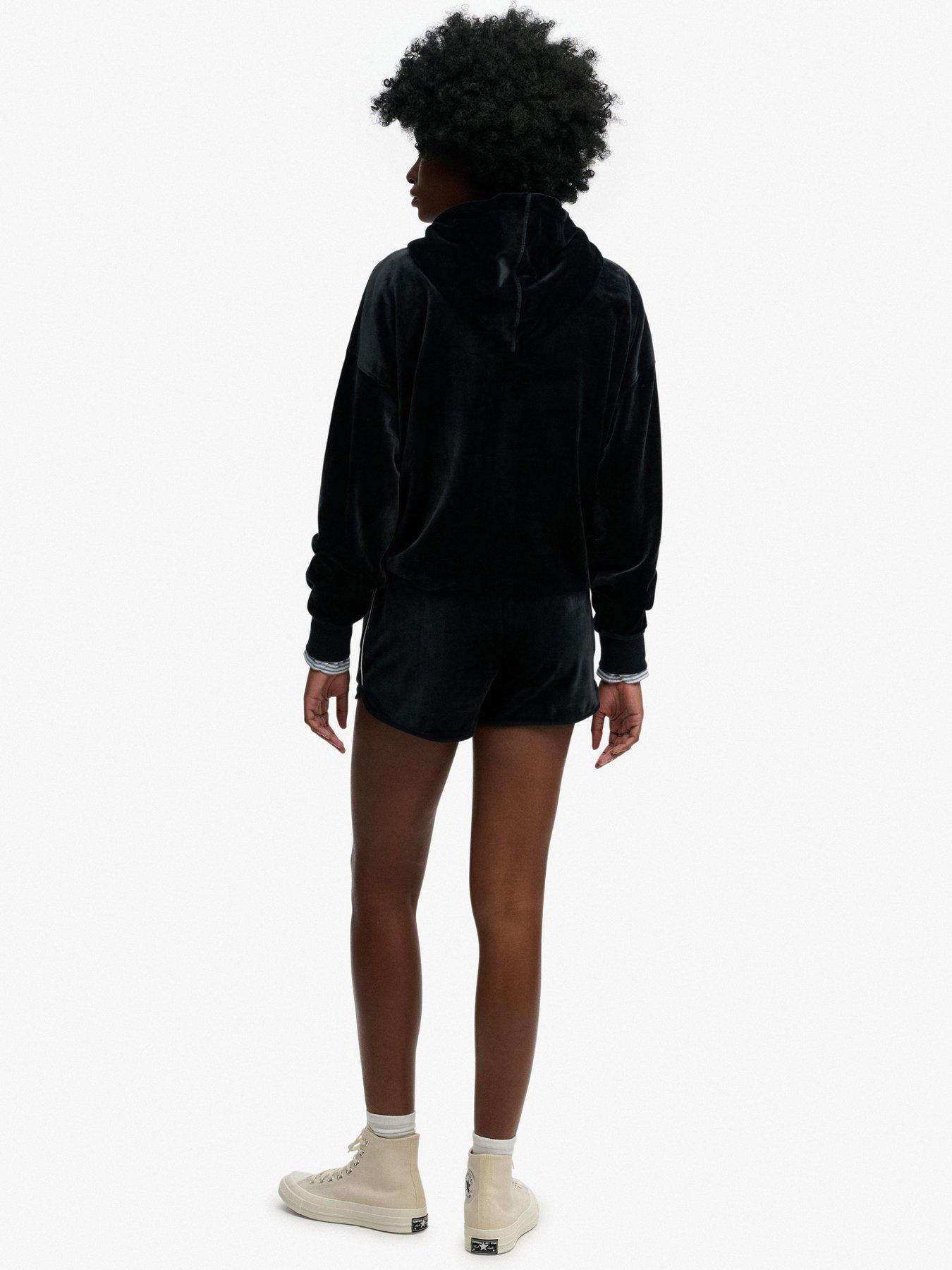 Image 4 of 6 of Superdry Country Club Velour Shorts - Navy