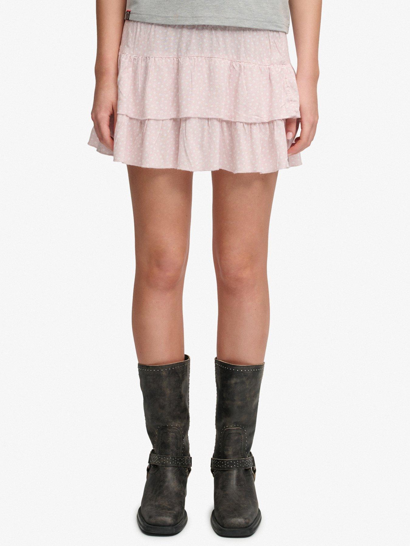 Superdry Printed Tiered Mini Skirt - Pink