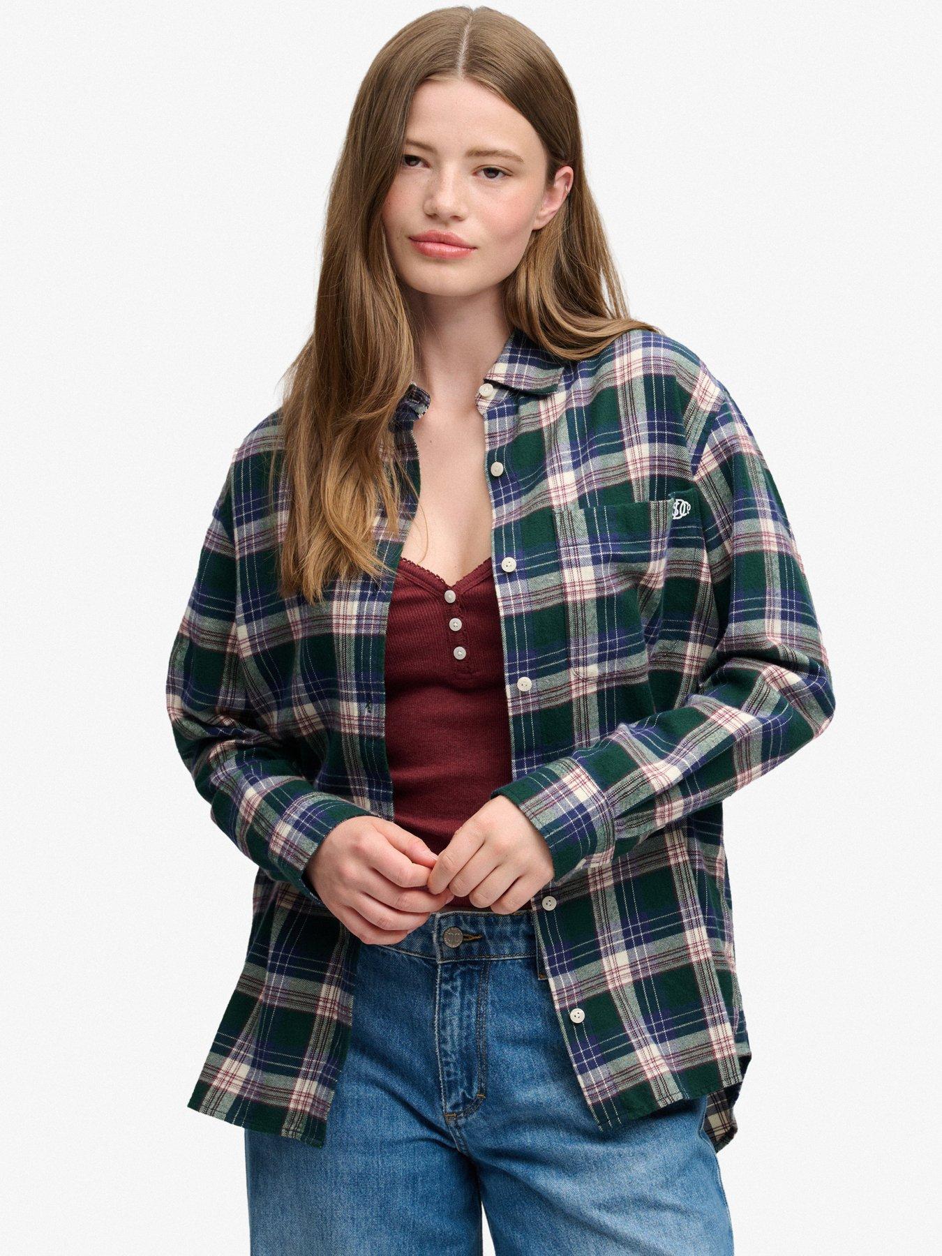 Superdry Check Flannel Boyfriend Shirt - Green