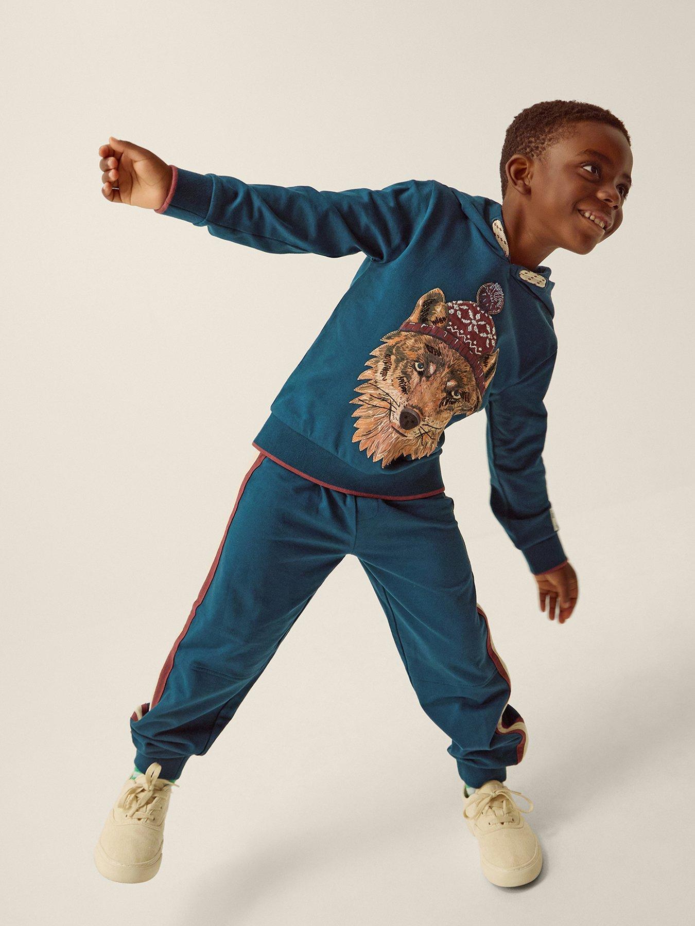 Monsoon Boys Winter Wolf Hoodie Set - Blue