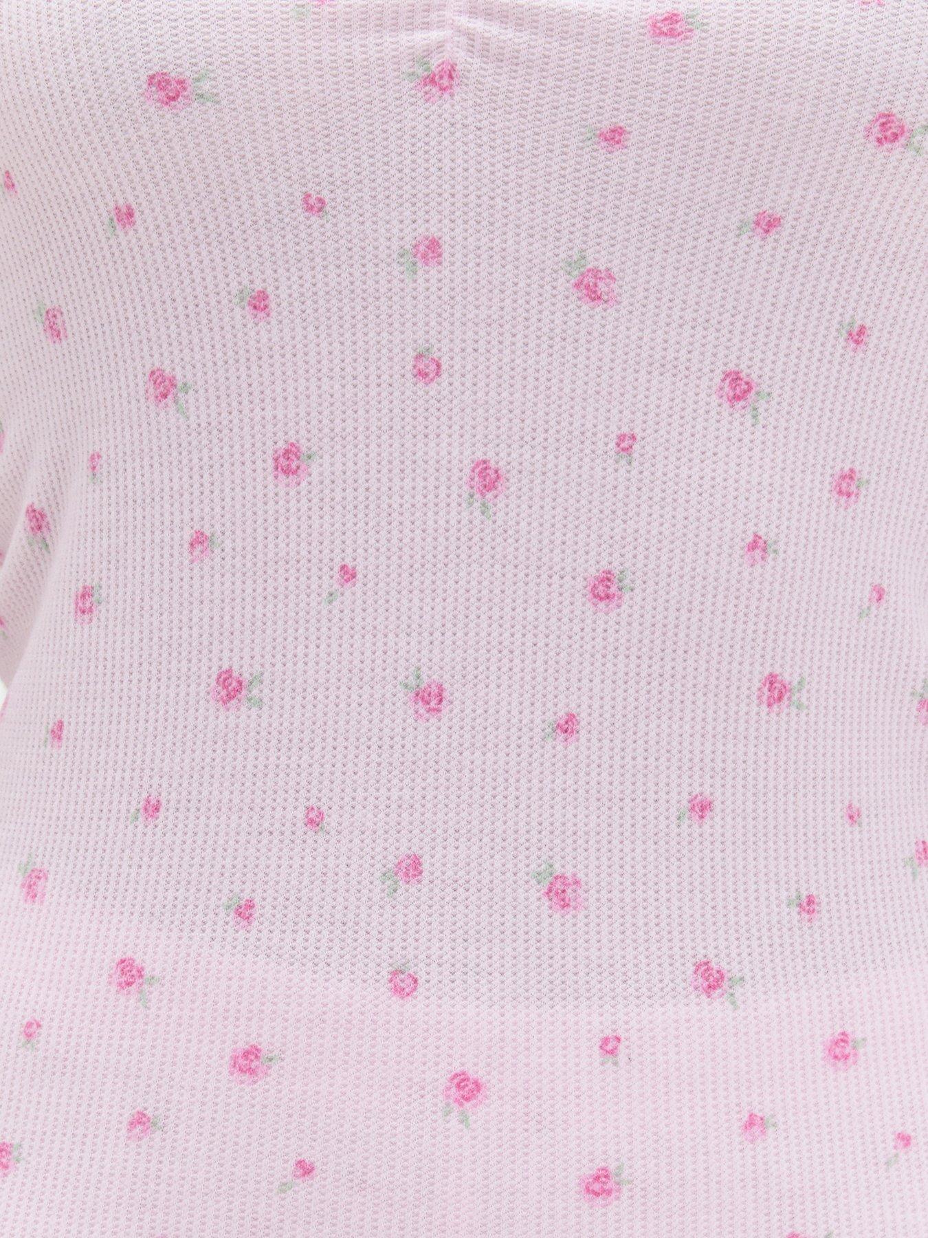 Image 6 of 6 of Boux Avenue Floral Waffle Cami Pyjama Set - Pink Mix