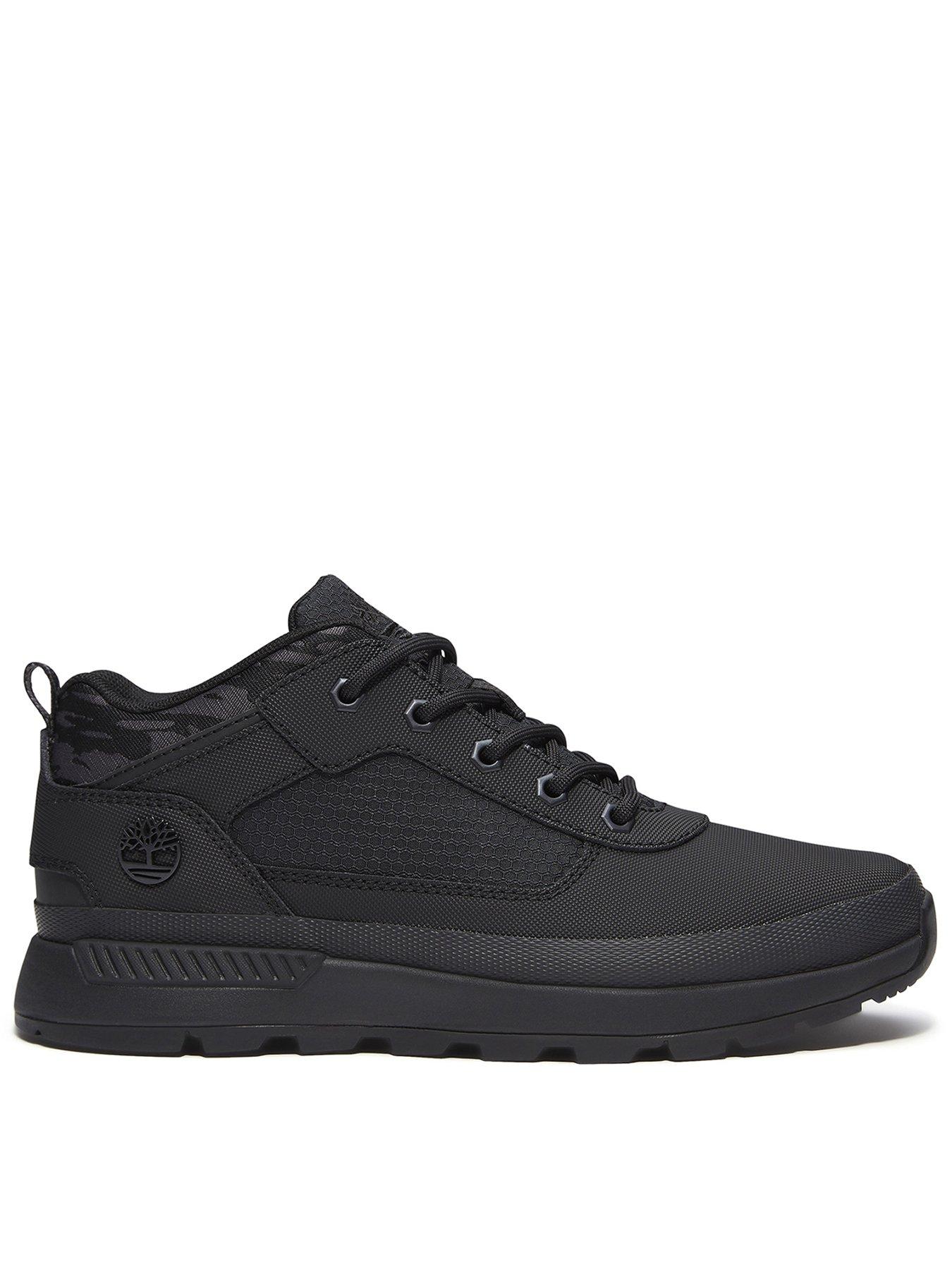 Image 1 of 6 of Timberland Boys Field Trekker Low Lace-Up Leather-Mix Sneakers - Black