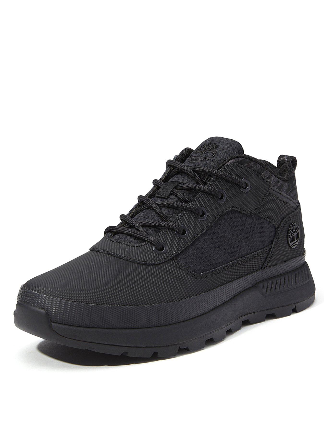 Image 5 of 6 of Timberland Boys Field Trekker Low Lace-Up Leather-Mix Sneakers - Black