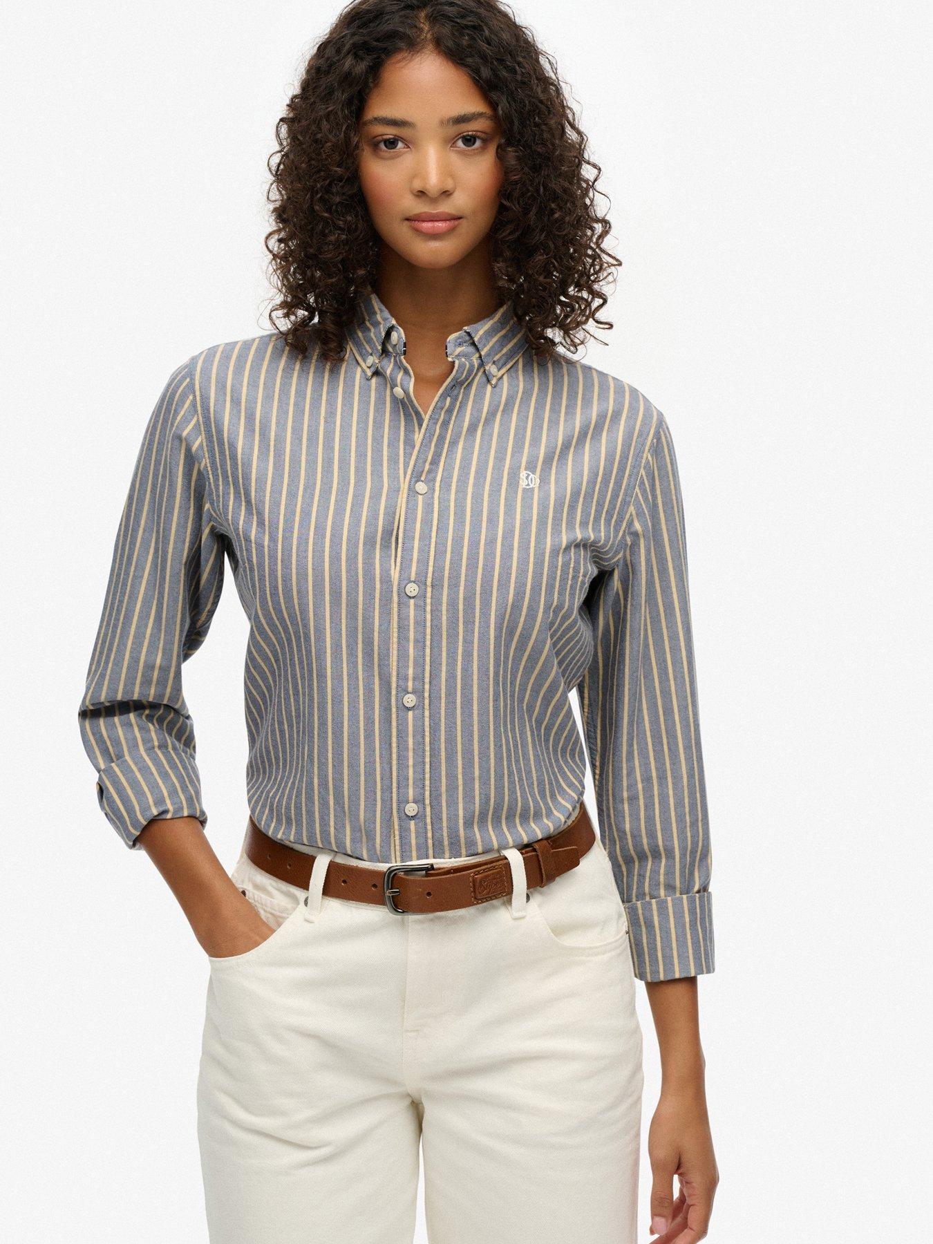 Superdry Slim Oxford Button Down Long Sleeve Shirt - Blue