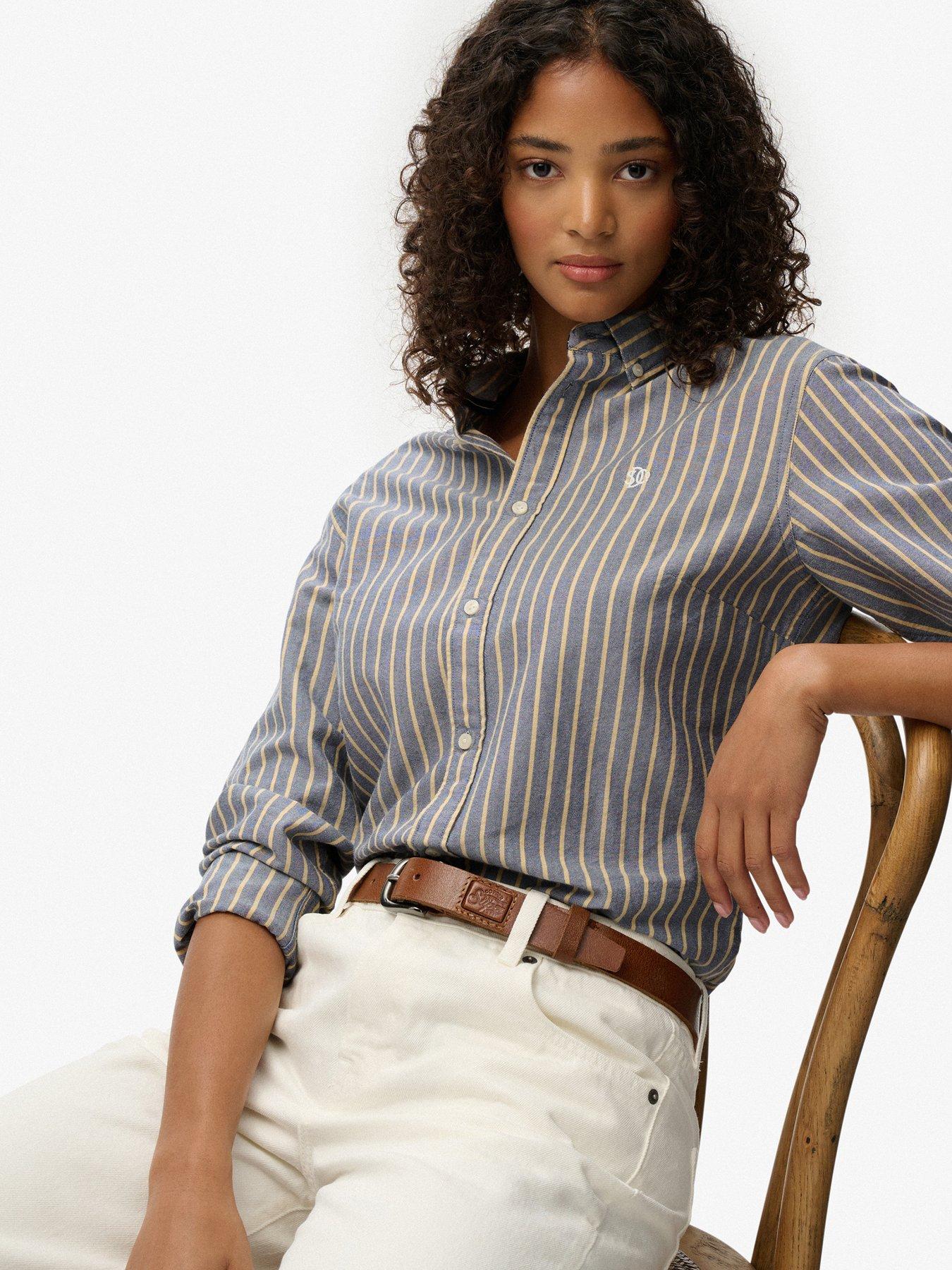 Image 5 of 6 of Superdry Slim Oxford Button Down Long Sleeve Shirt - Blue