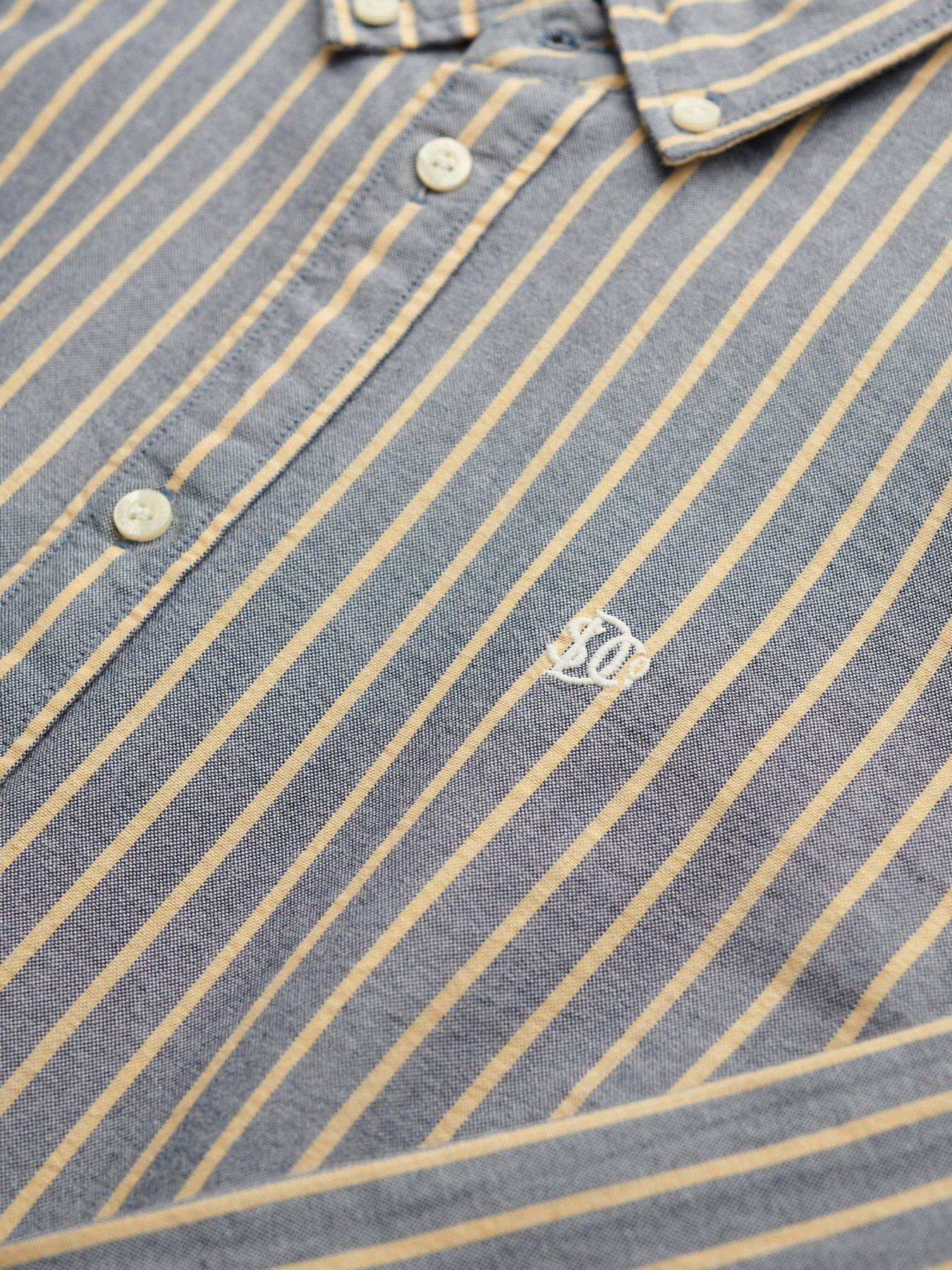 Image 6 of 6 of Superdry Slim Oxford Button Down Long Sleeve Shirt - Blue