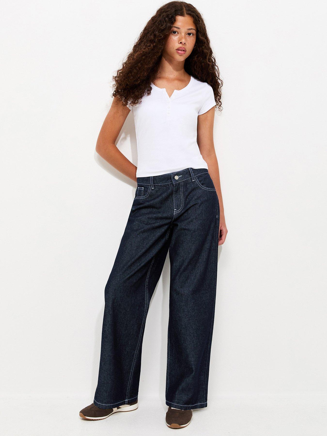 New Look 915 Slouchy Low Rise Wide Leg Jeans - Navy