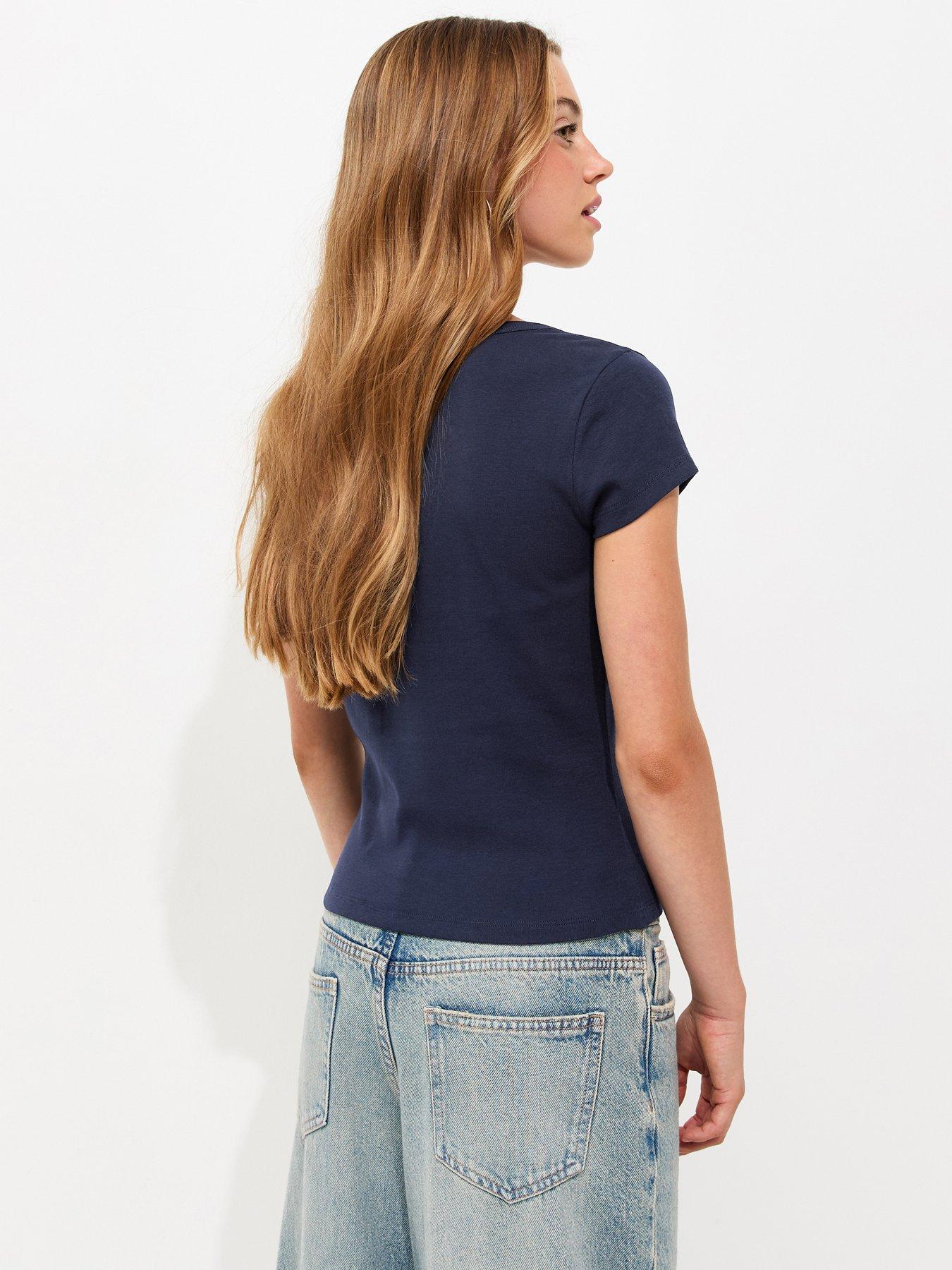 Image 2 of 6 of New Look 915 Navy Half Placket Tee