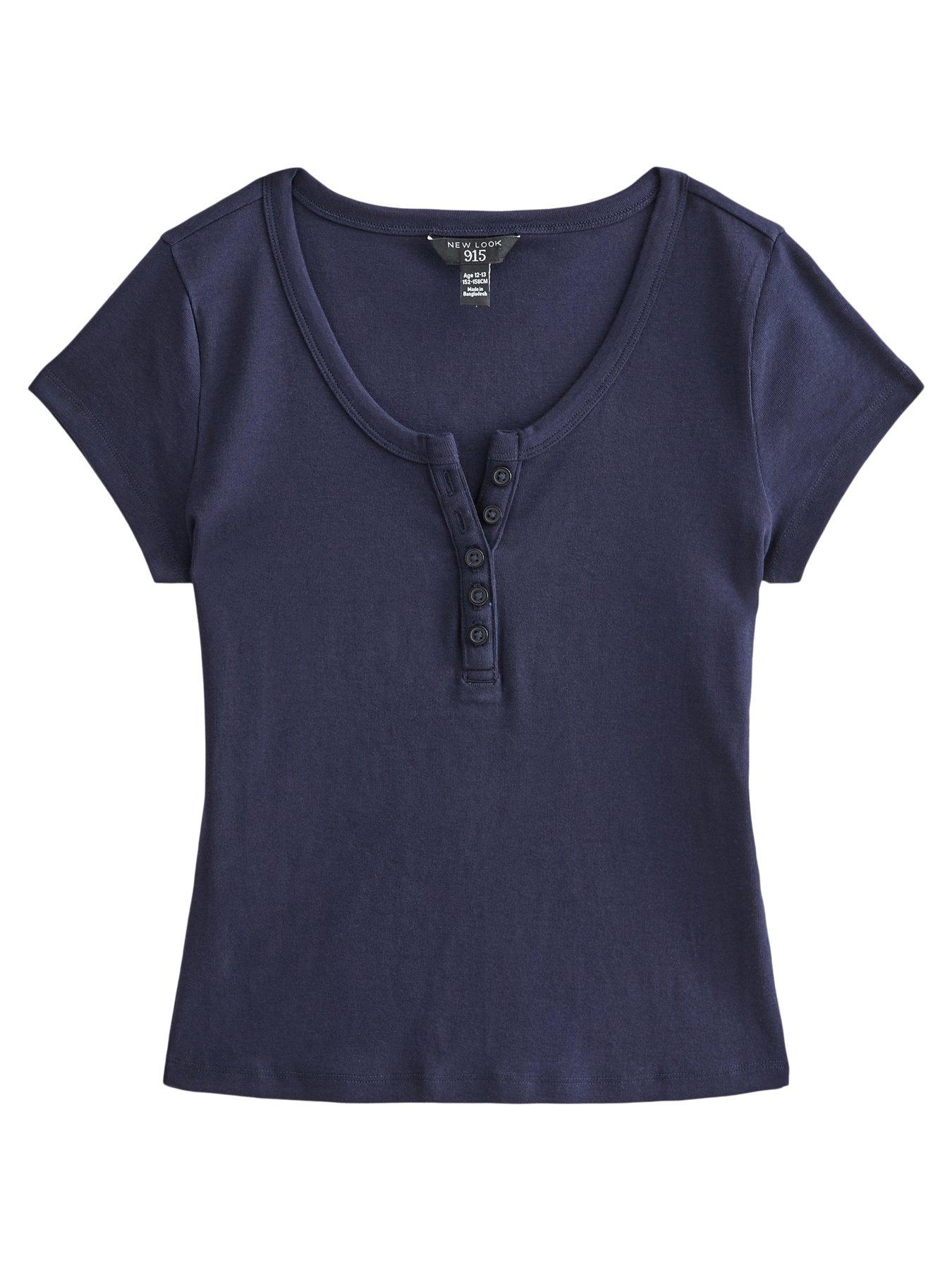 Image 6 of 6 of New Look 915 Navy Half Placket Tee
