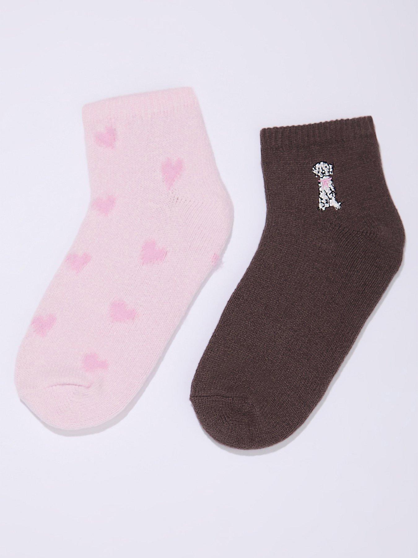 Boux Avenue Boux Avenue Dalmatian Emb Trainer Sock 2pk - Pink Mix