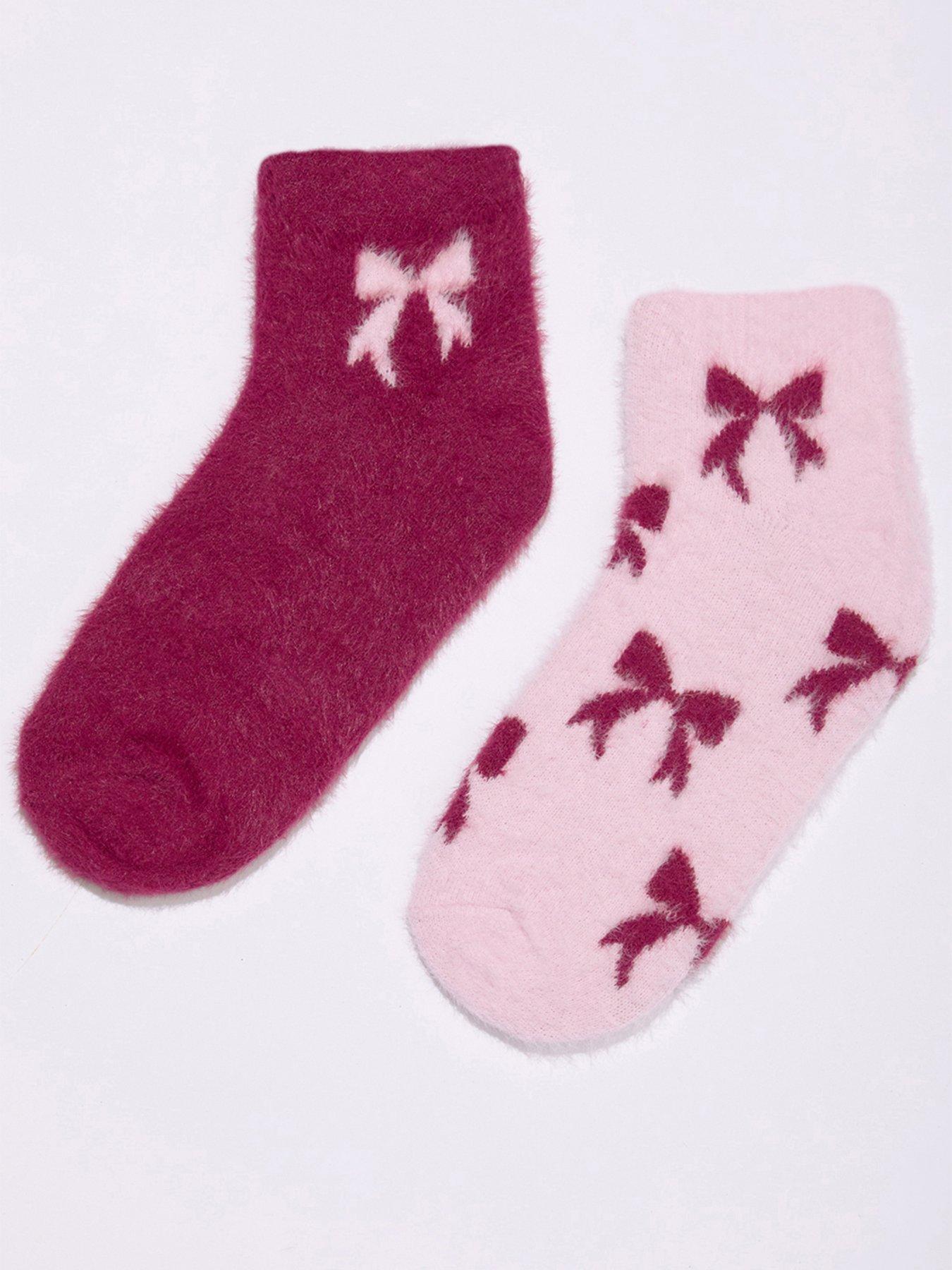 Boux Avenue Women's Bows Feather Cosy Trainer Socks 2 Pack - Pink