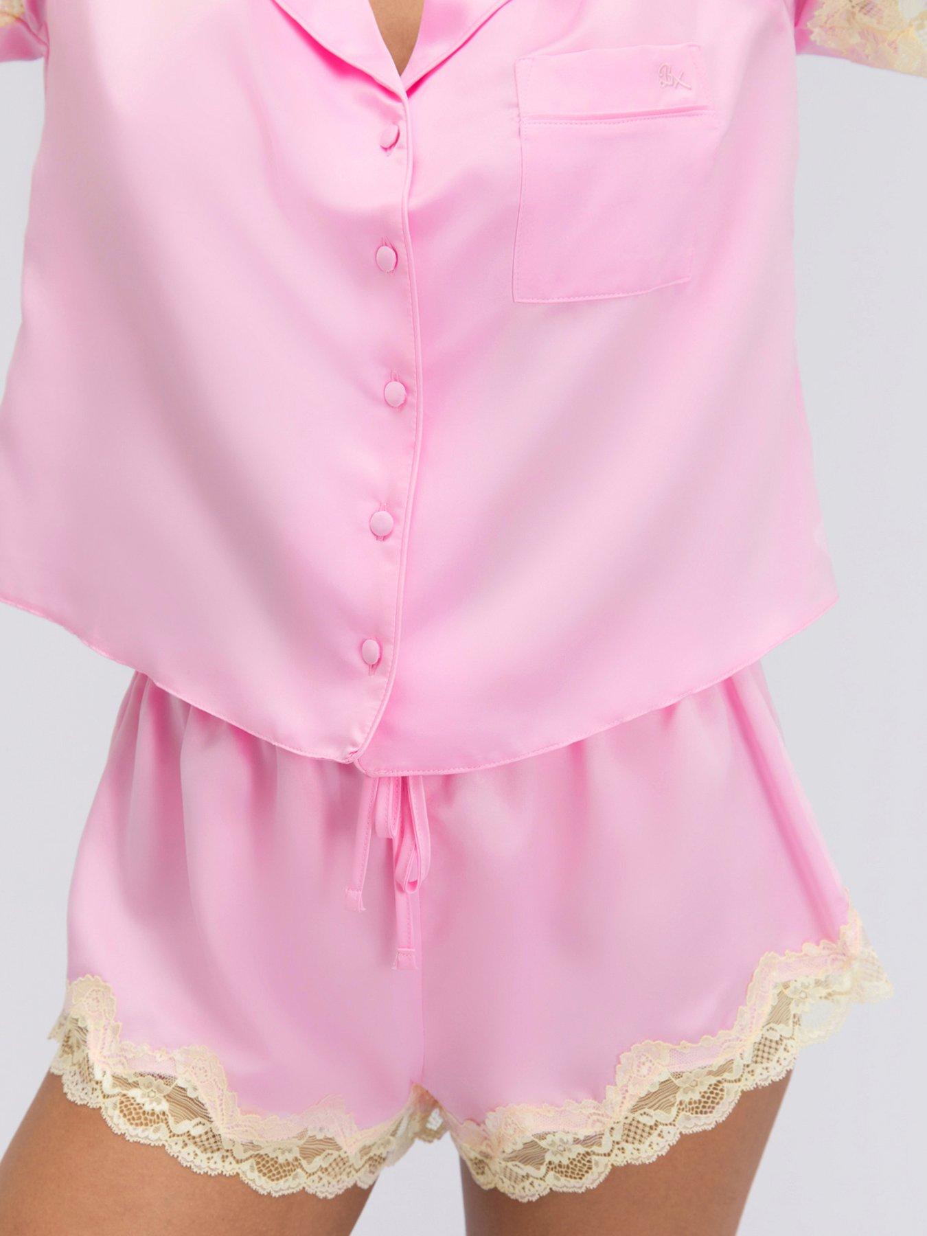 Image 5 of 5 of Boux Avenue Amelia Satin Short Pyjama Set - Pink Mix