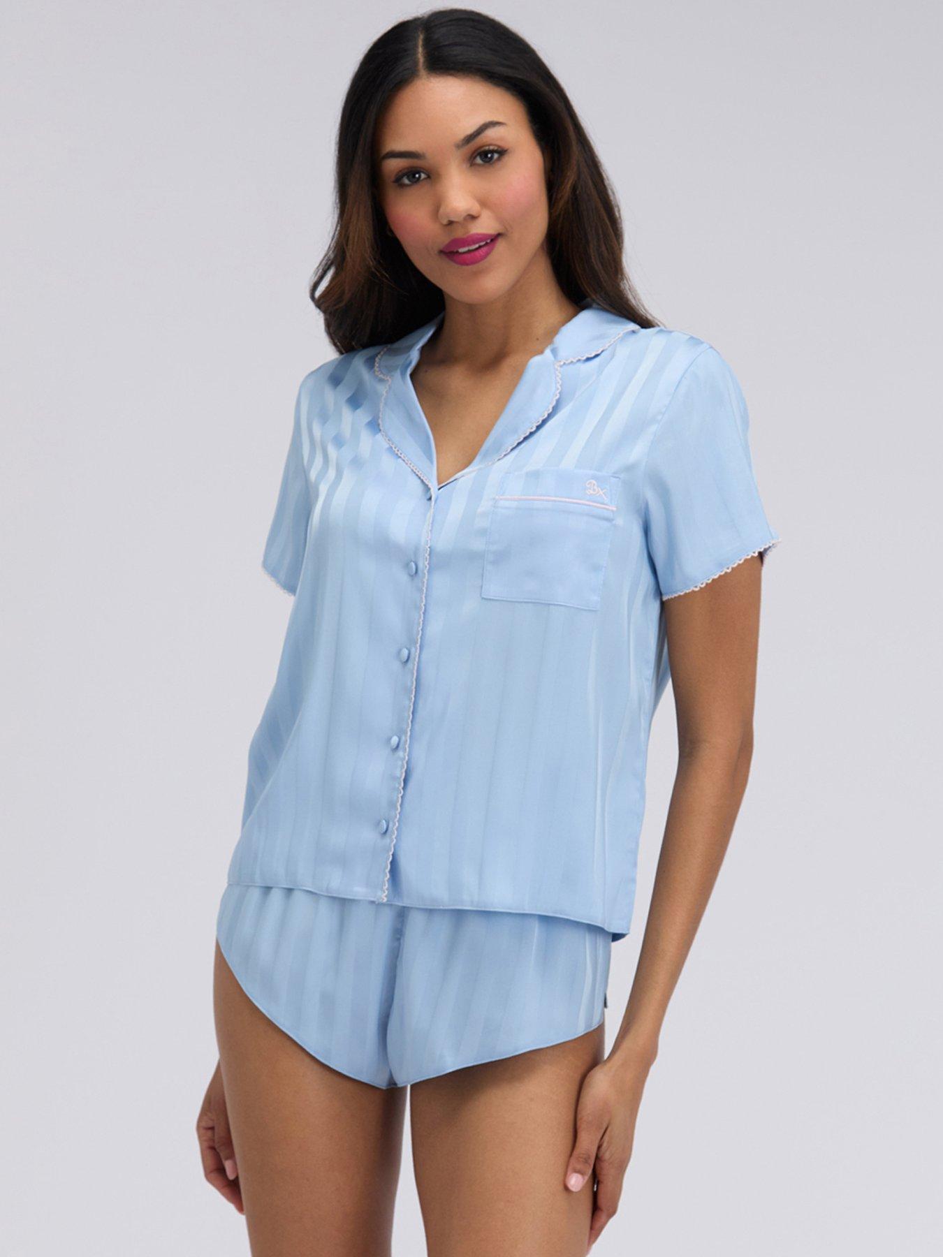 Boux Avenue Stripe Satin Short Pj Set - Blue Mix