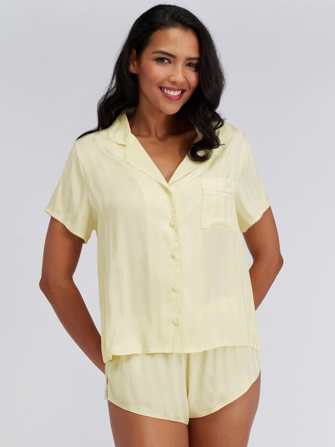 Boux Avenue Stripe Satin Short Pj Set - Yellow Mix