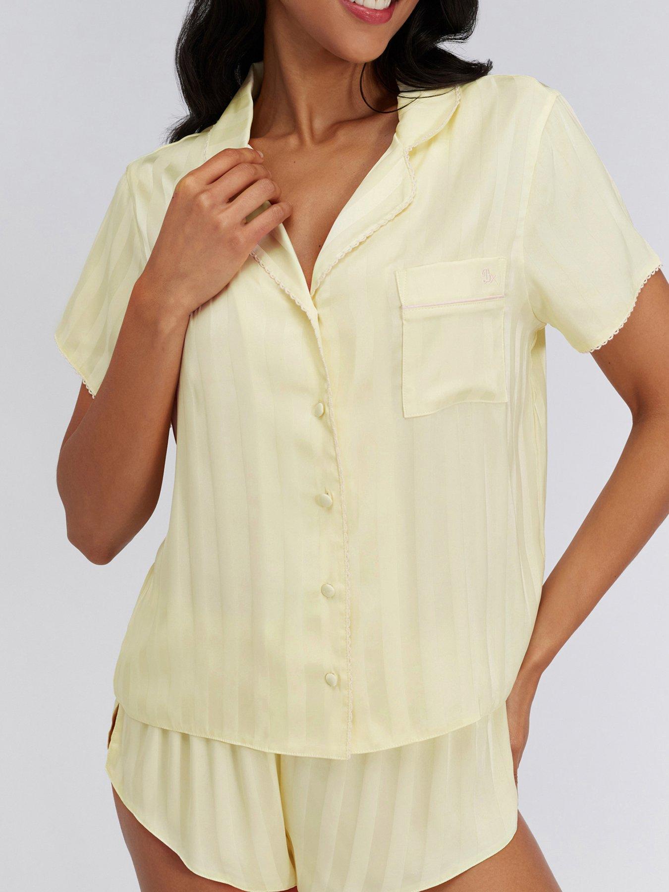 Image 5 of 5 of Boux Avenue Stripe Satin Short Pj Set - Yellow Mix