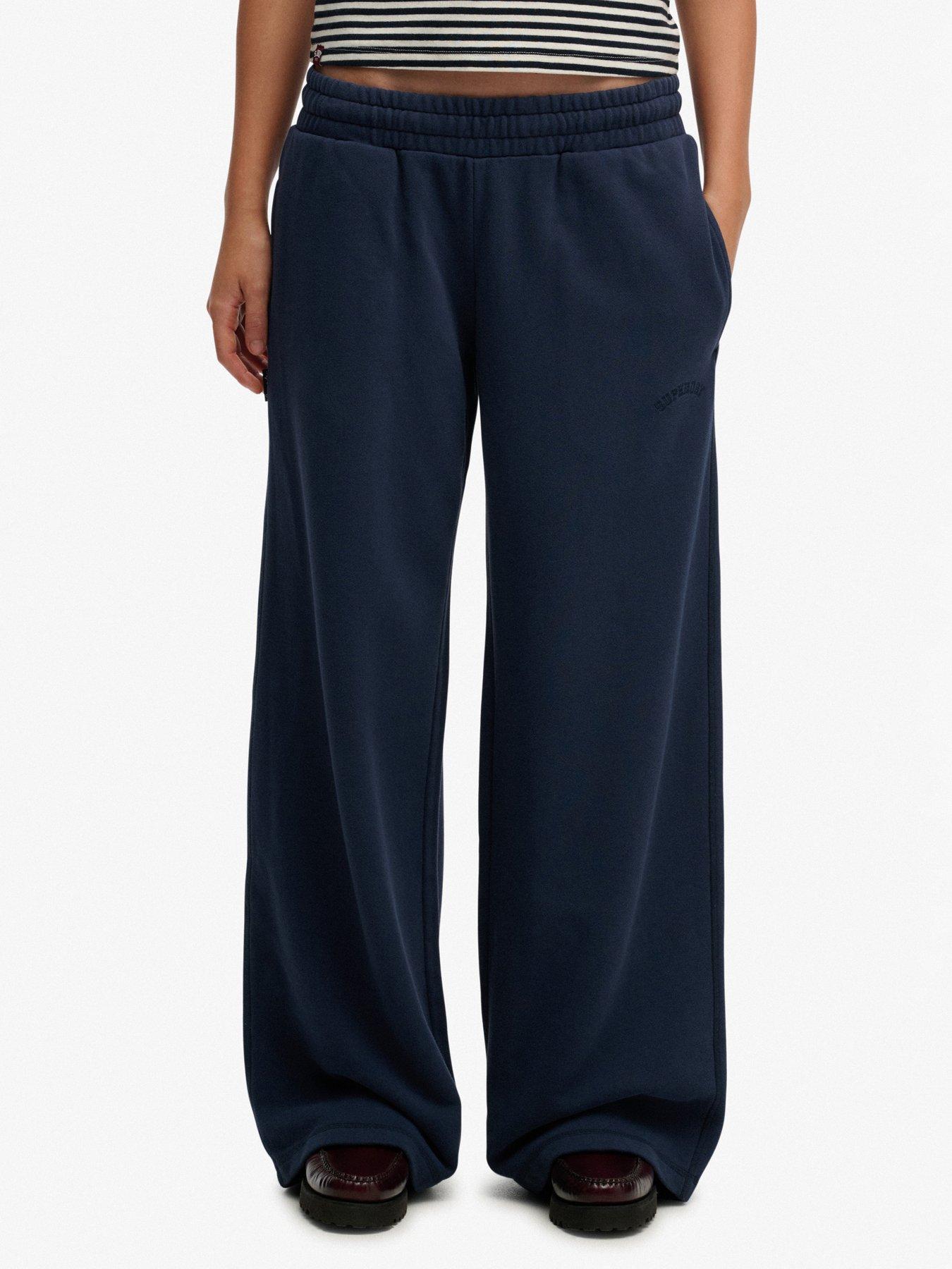 Superdry Essential Logo Wide Leg Joggers - Navy