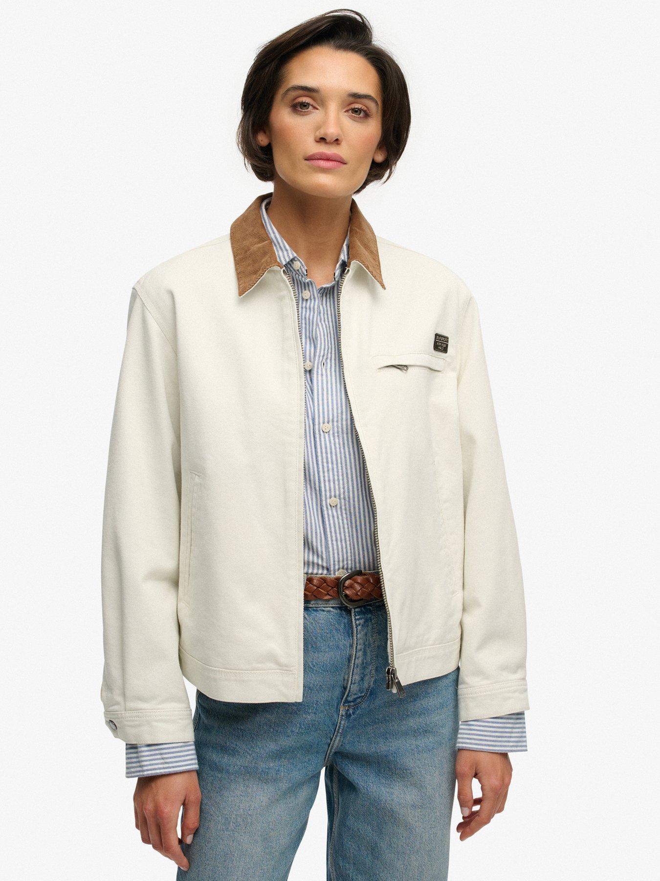 Superdry Cord Collar Ranch Jacket - White