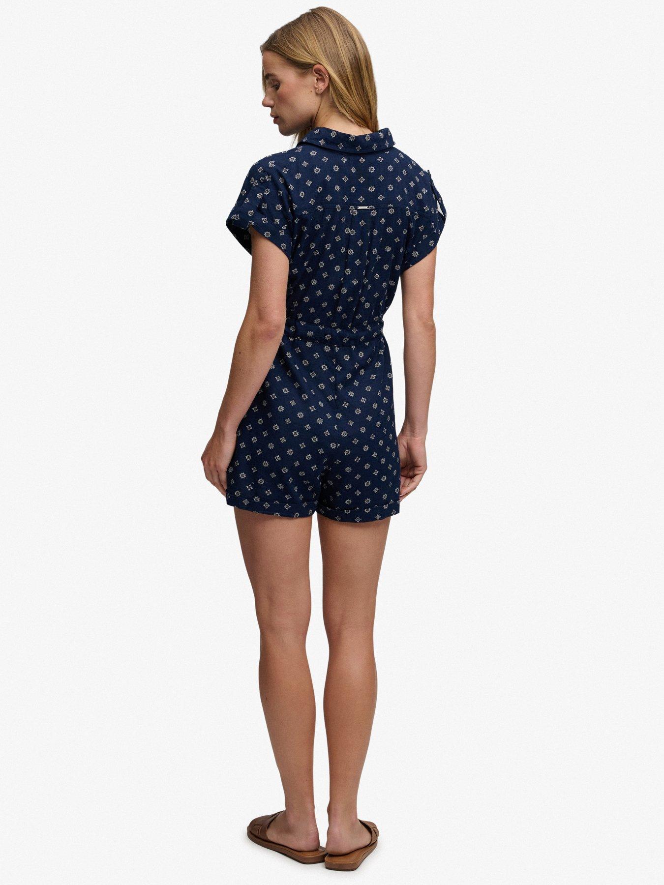 Image 2 of 7 of Superdry Belted Utility Playsuit - Navy