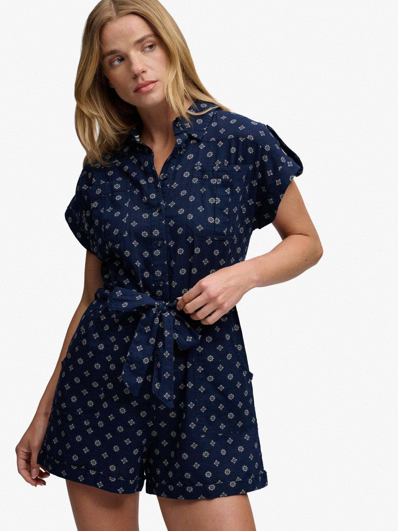 Image 5 of 7 of Superdry Belted Utility Playsuit - Navy